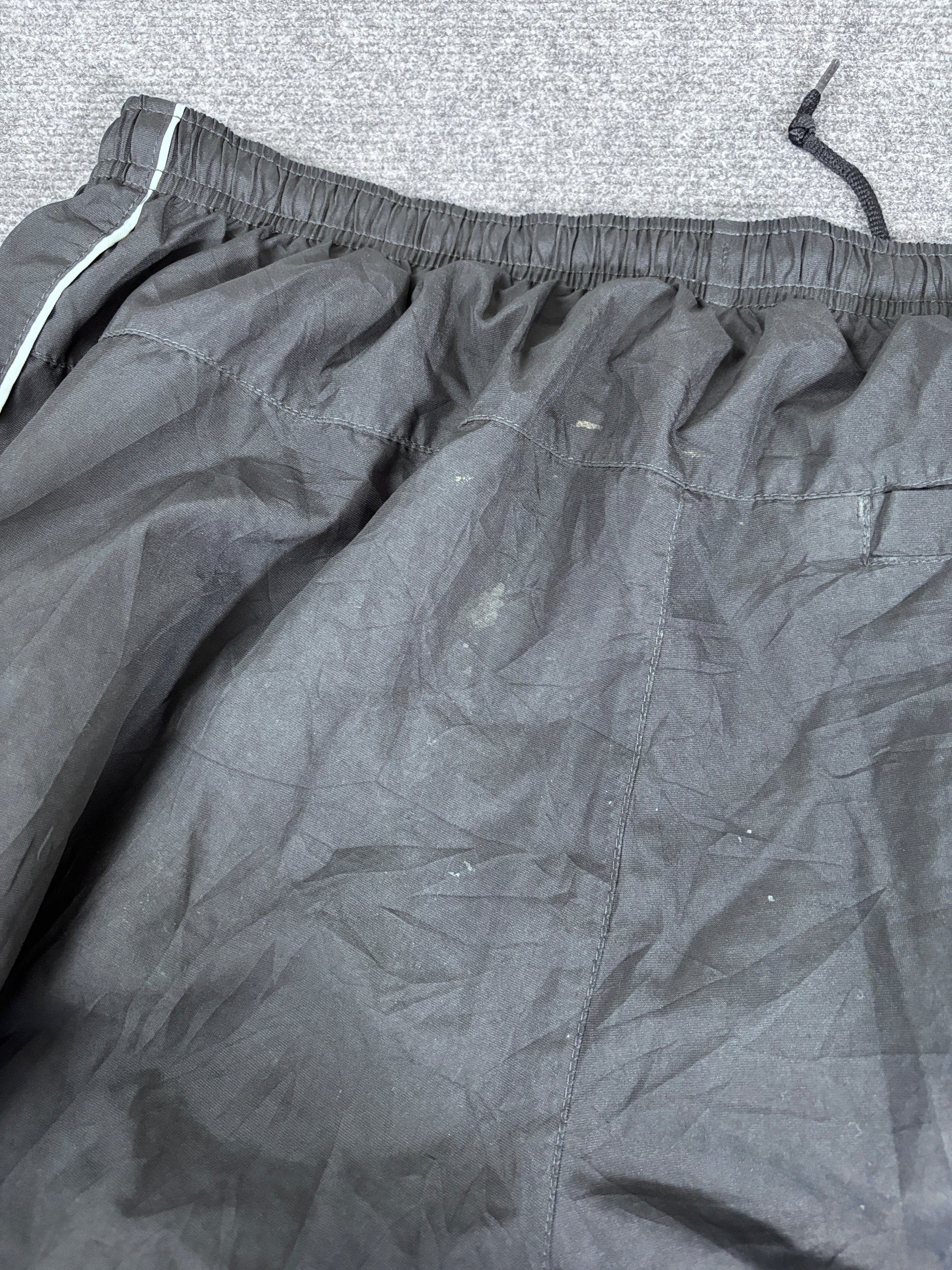 Vintage Y2K Nike Track Pants Size XL Black Grey Piping Wide Leg Nylon Windbreakers