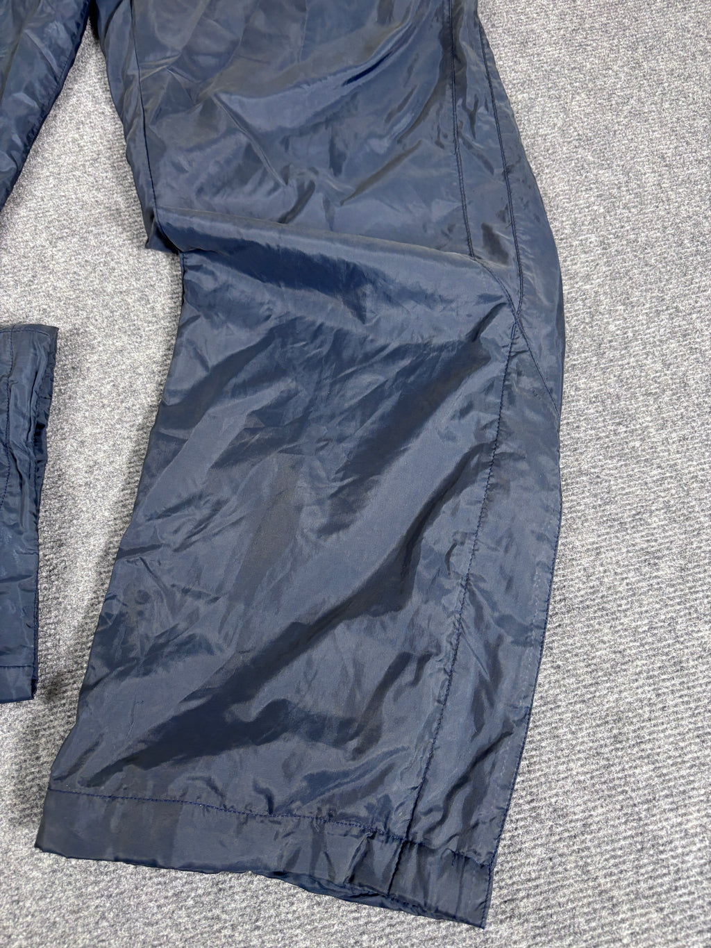 Vintage Y2K Nike Track Pants Men’s L Navy Nylon Navy White Hip Swoosh Classic Nylon Windbreakers