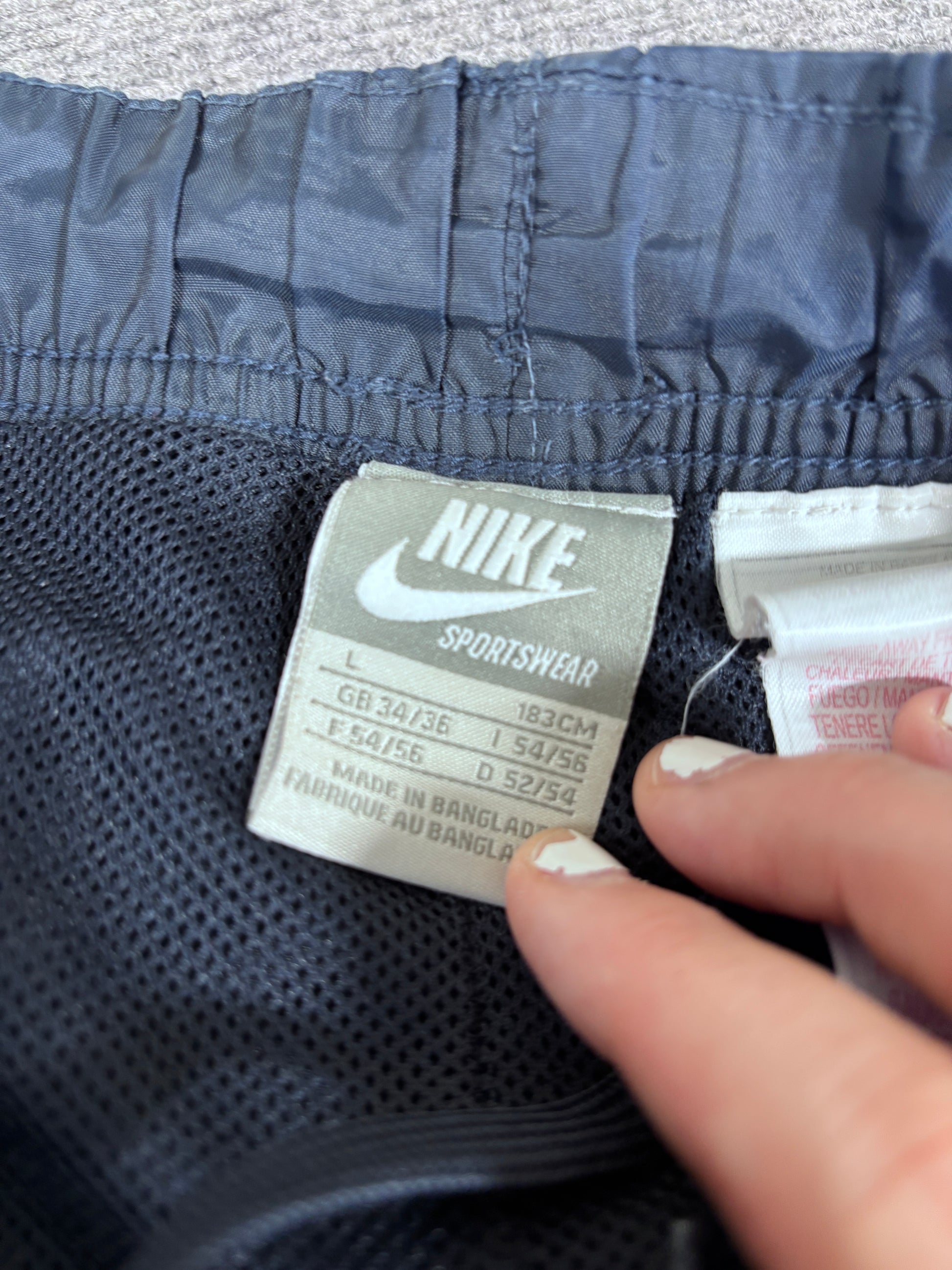 Vintage Y2K Nike Track Pants Men’s M White Grey Blue Bungee Baggy Wide Leg