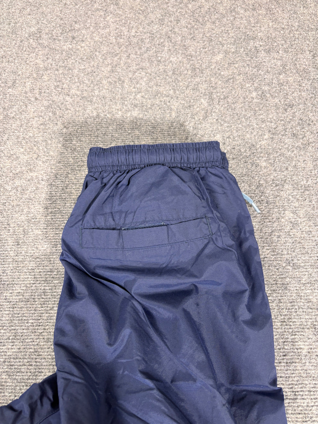 Vintage Y2K Nike Cargo Track Pants Size L Navy White Ankle Swoosh Baggy Nylon Sweatpants