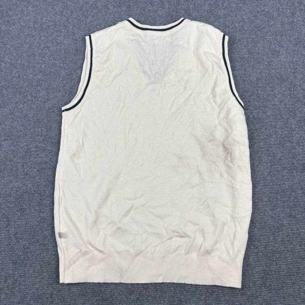 2000s Korean School Uniform Vest Women's Small White V-Neck Jumper