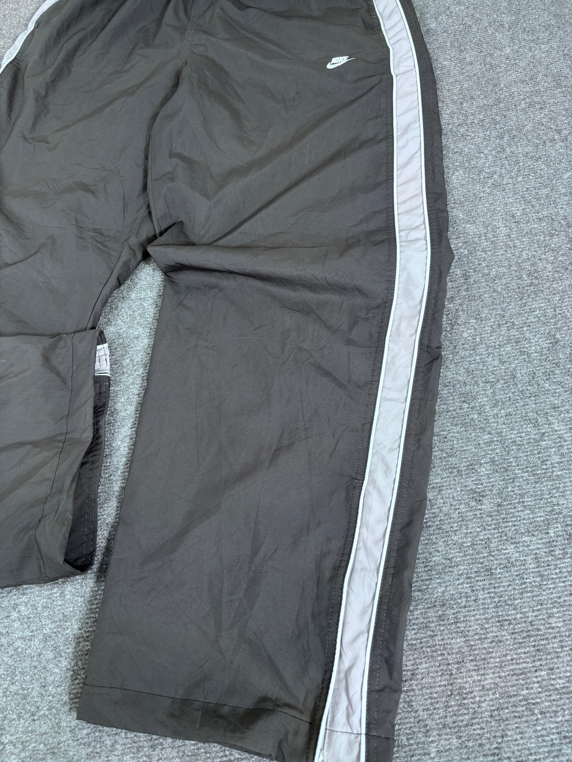 Vintage Y2K Nike Track Pants Men’s L Double Grey White Piping Baggy Wide Leg