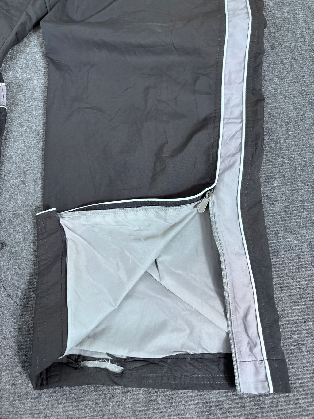 Vintage Y2K Nike Track Pants Men’s L Double Grey White Piping Baggy Wide Leg