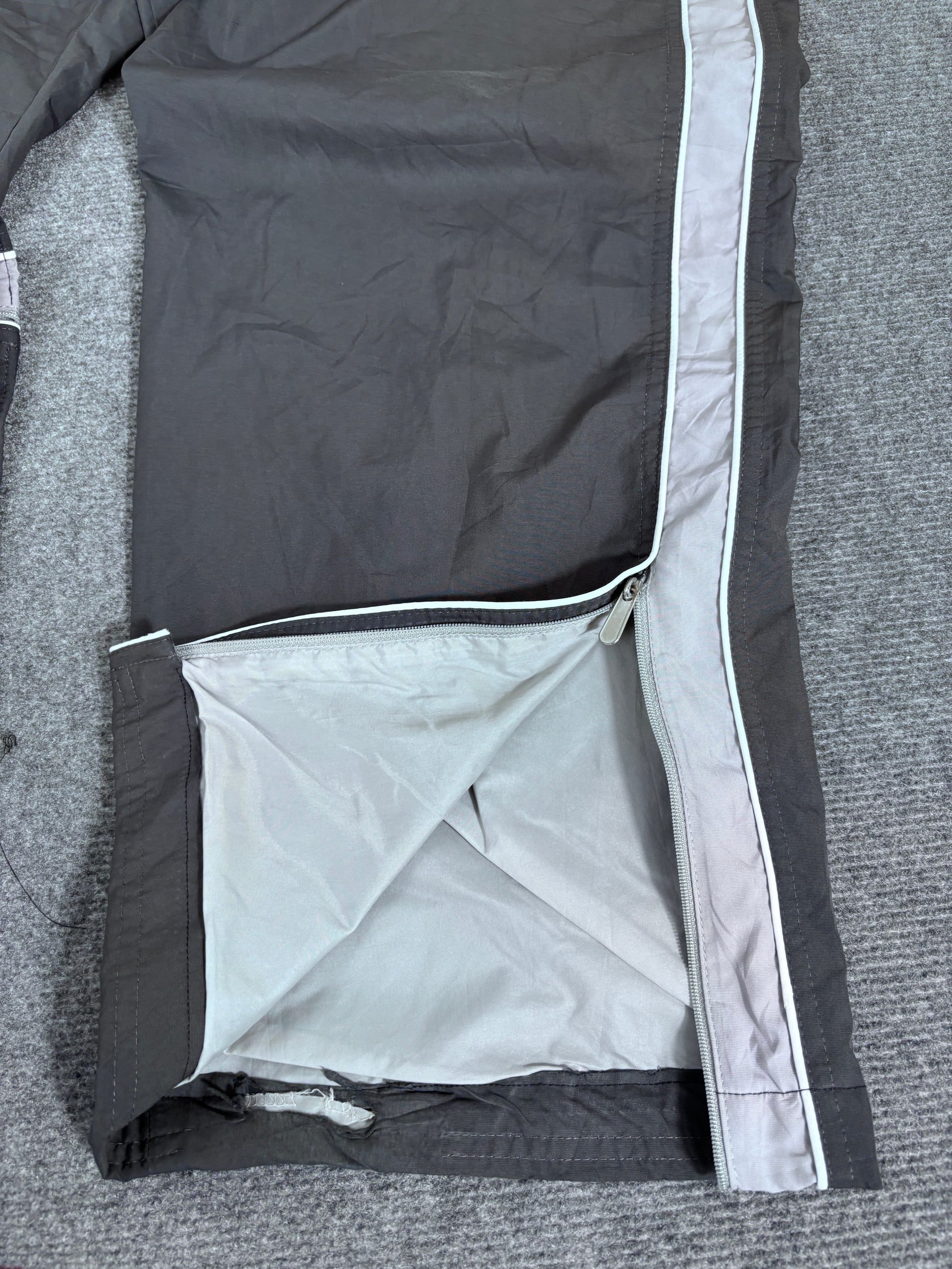 Vintage Y2K Nike Track Pants Men’s L Double Grey White Piping Baggy Wide Leg