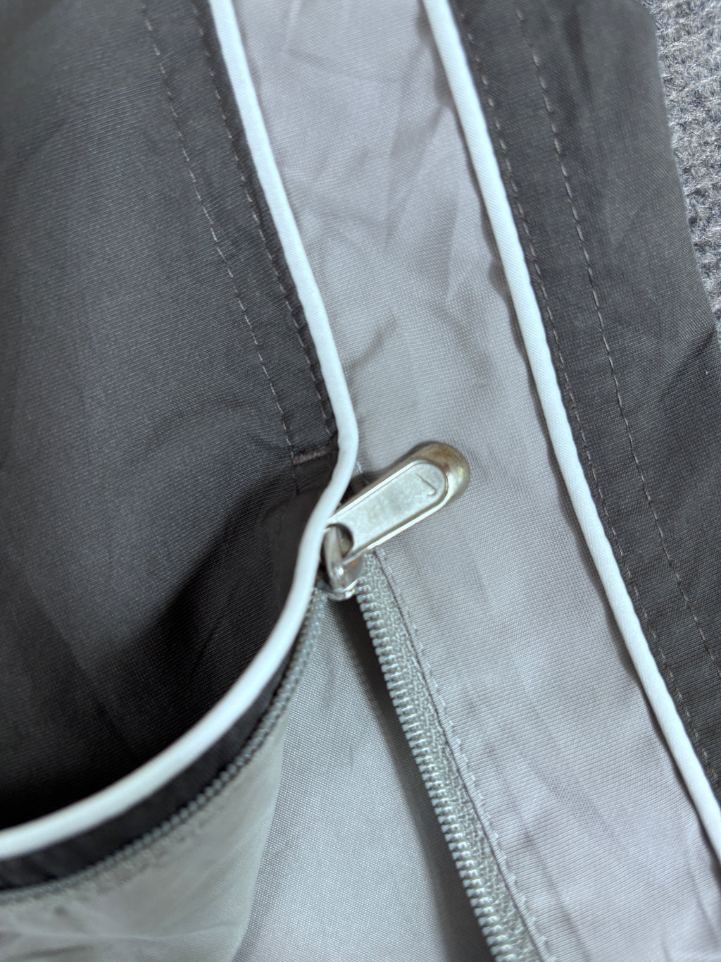 Vintage Y2K Nike Track Pants Men’s L Double Grey White Piping Baggy Wide Leg