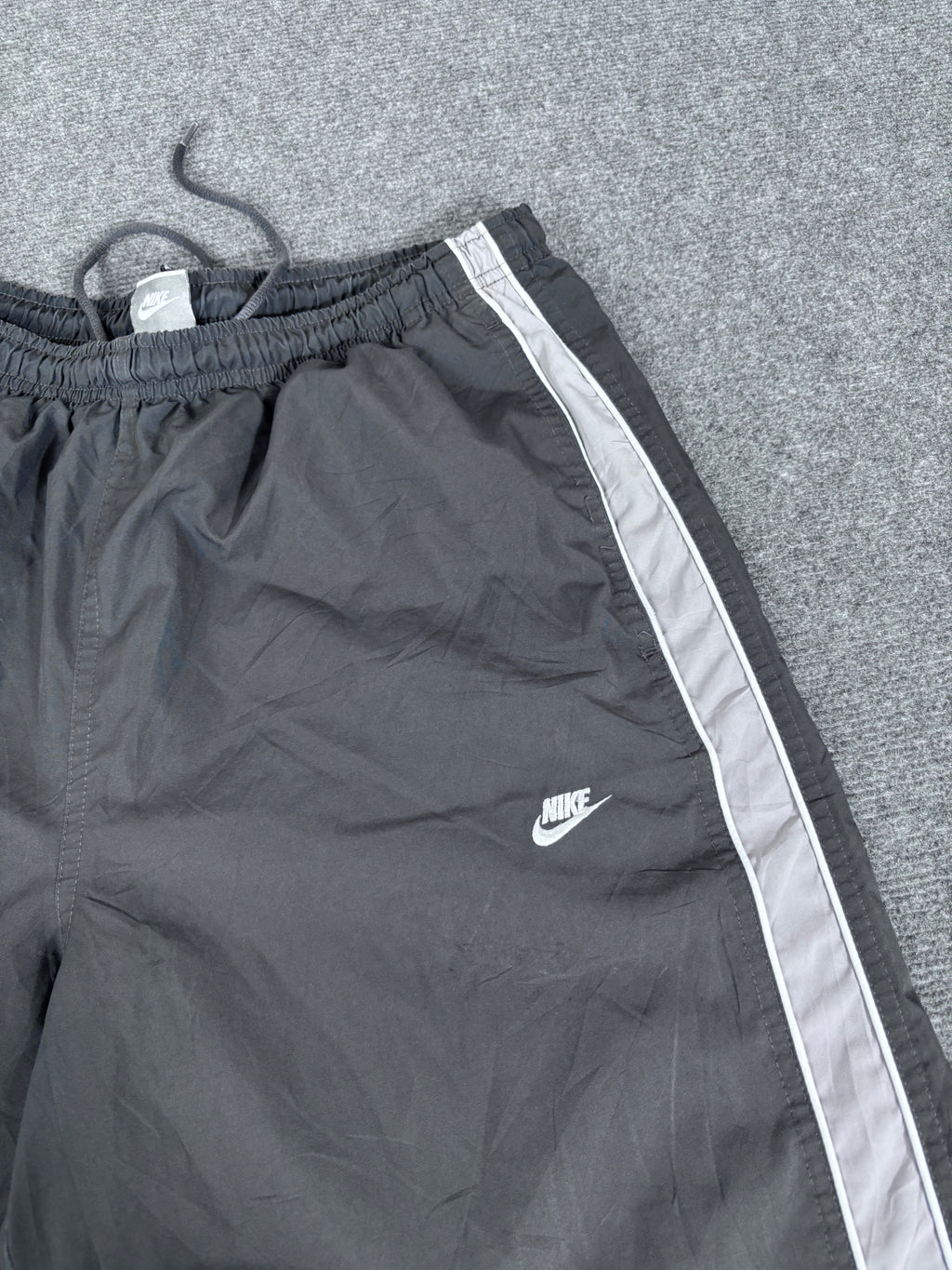 Vintage Y2K Nike Track Pants Men’s L Double Grey White Piping Baggy Wide Leg