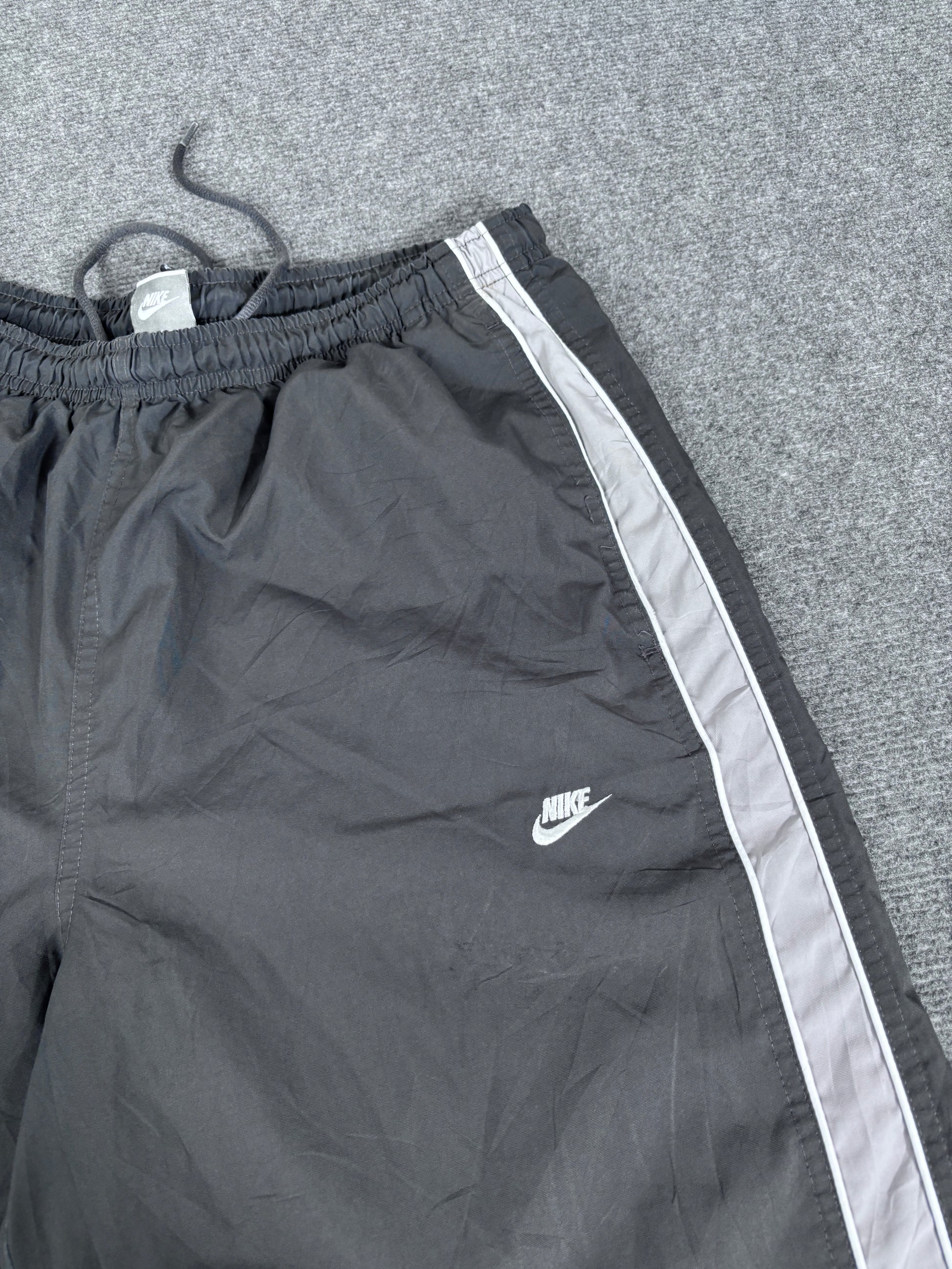 Vintage Y2K Nike Track Pants Men’s L Double Grey White Piping Baggy Wide Leg
