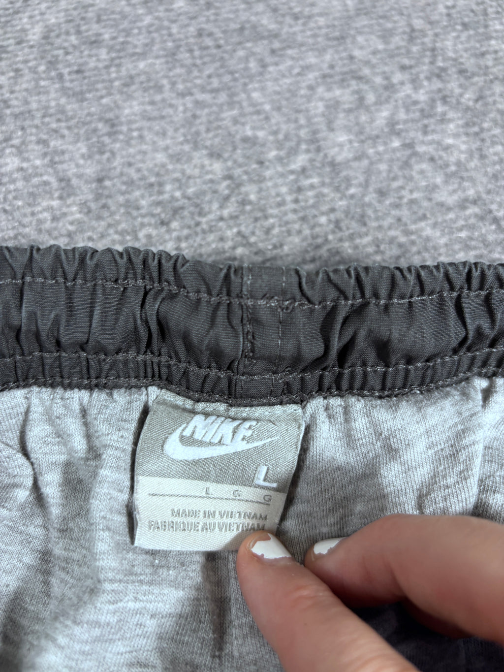 Vintage Y2K Nike Track Pants Men’s L Double Grey White Piping Baggy Wide Leg