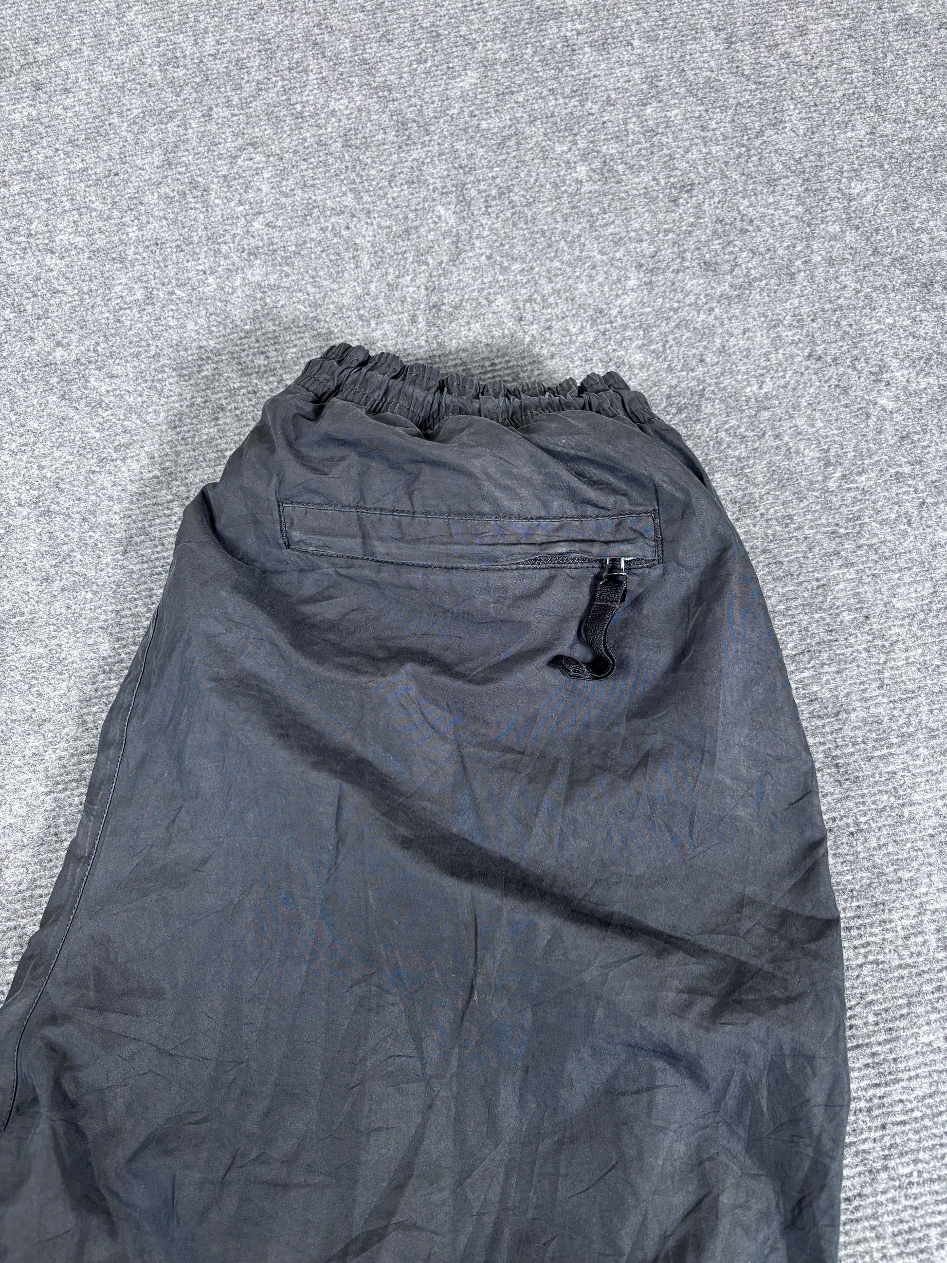 Vintage Y2K Nike Track Pants Men’s L Black Cargo Pockets Spell Out Wide Leg Premo