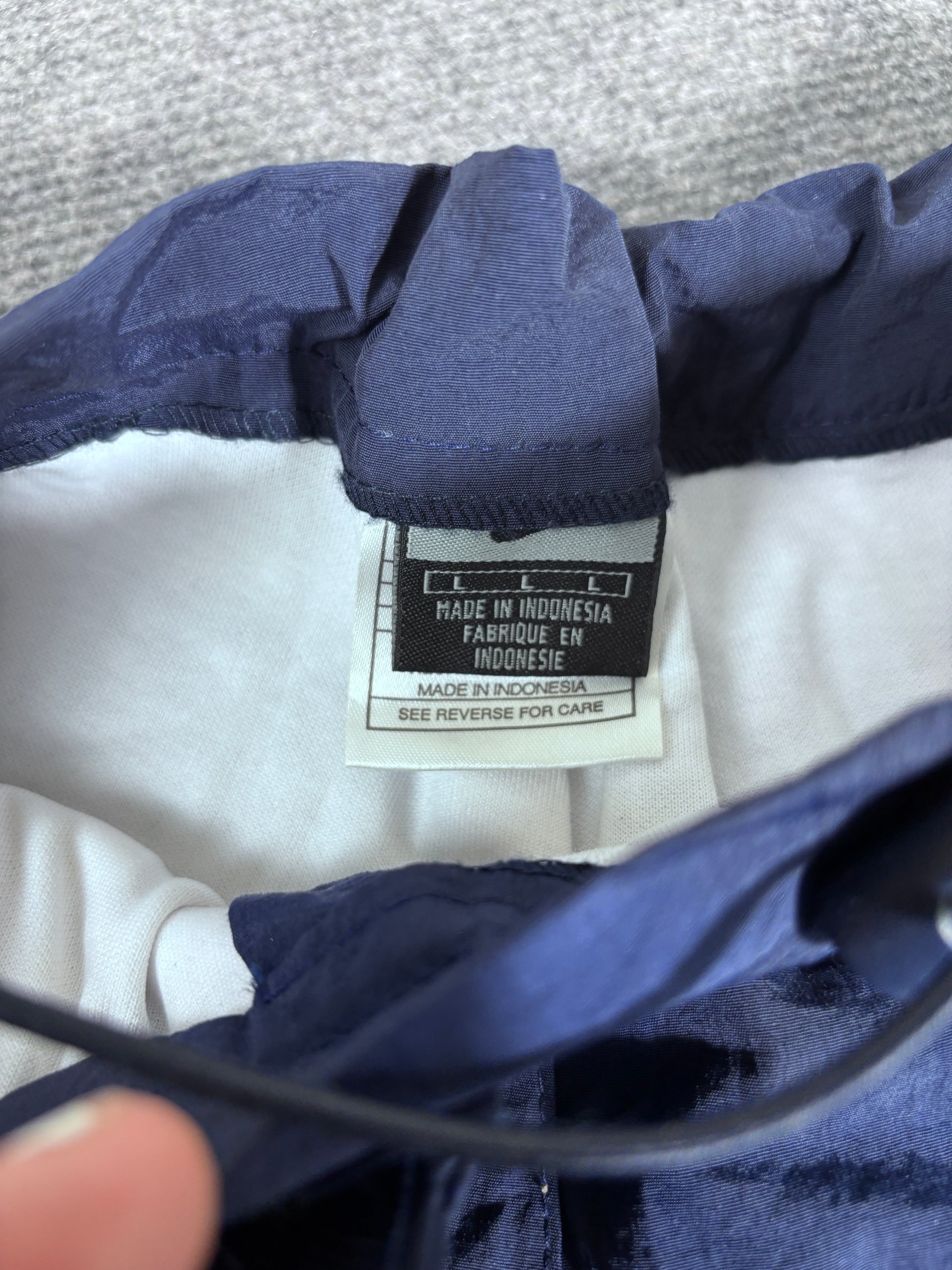 Vintage Y2K Nike Track Pants Women’s L Navy White Swoosh Spell Out Flared Leg Bungee Rare