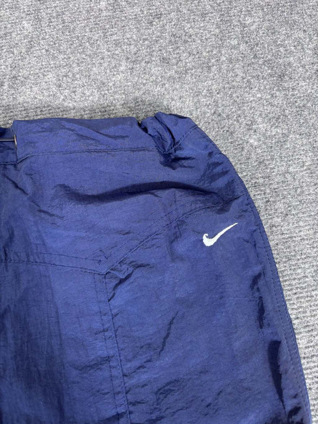 Vintage Y2K Nike Track Pants Women’s L Navy White Swoosh Spell Out Flared Leg Bungee Rare