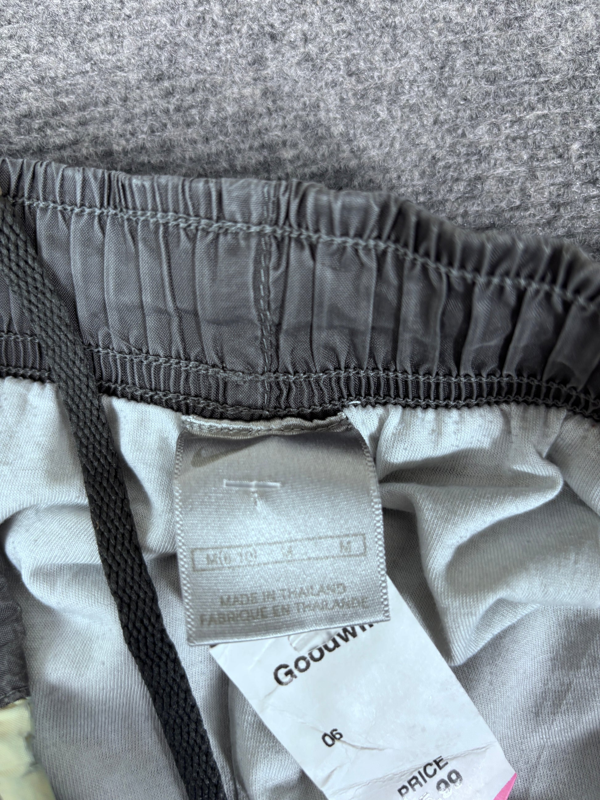 Vintage Y2K Nike Track Pants Women’s M Grey Nylon Yellow Ankle Swoosh