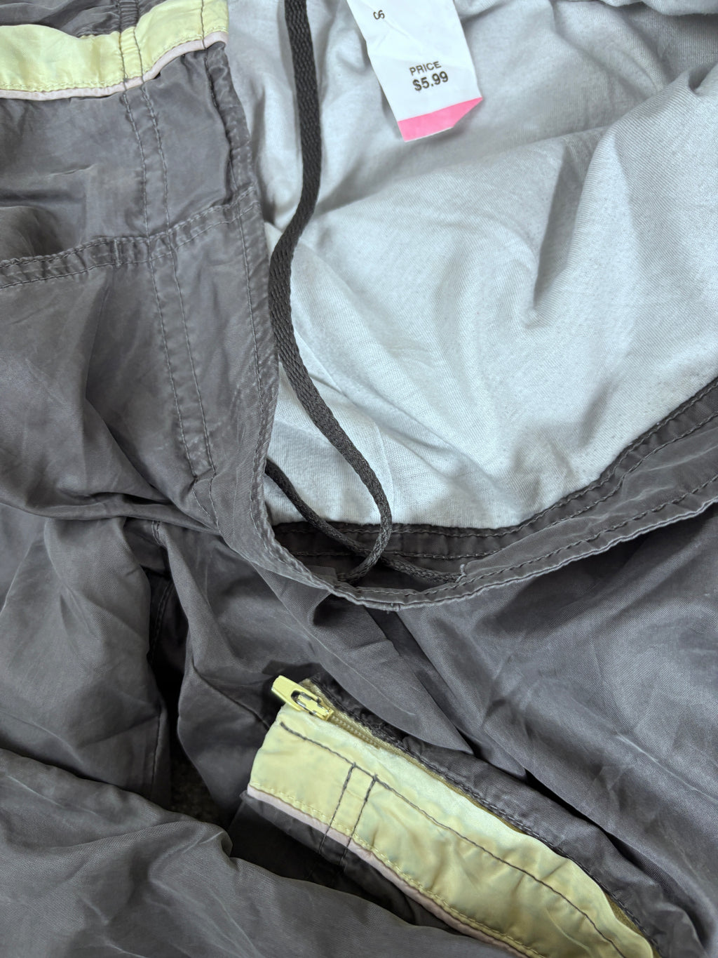 Vintage Y2K Nike Track Pants Women’s M Grey Nylon Yellow Ankle Swoosh