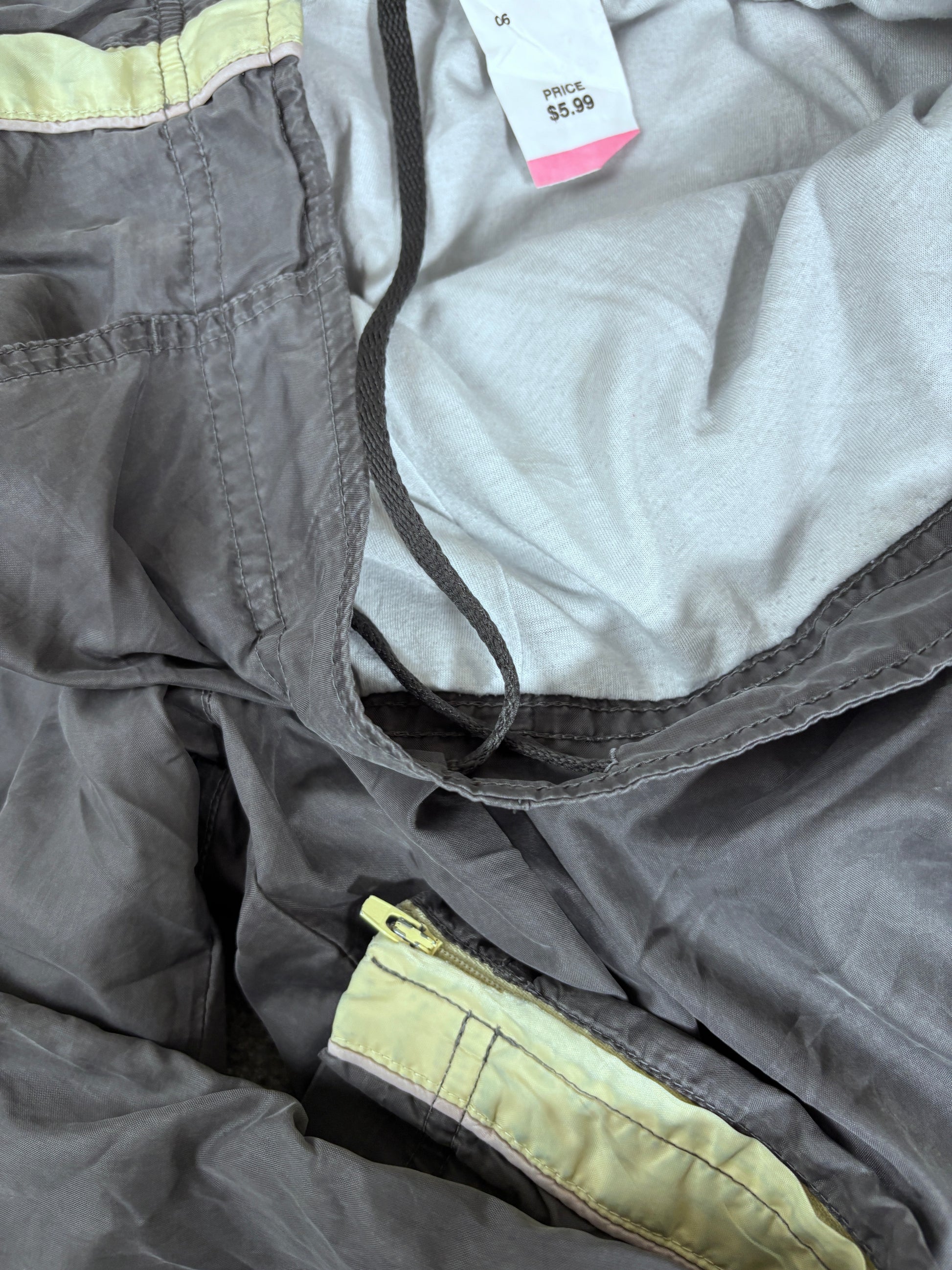 Vintage Y2K Nike Track Pants Women’s M Grey Nylon Yellow Ankle Swoosh