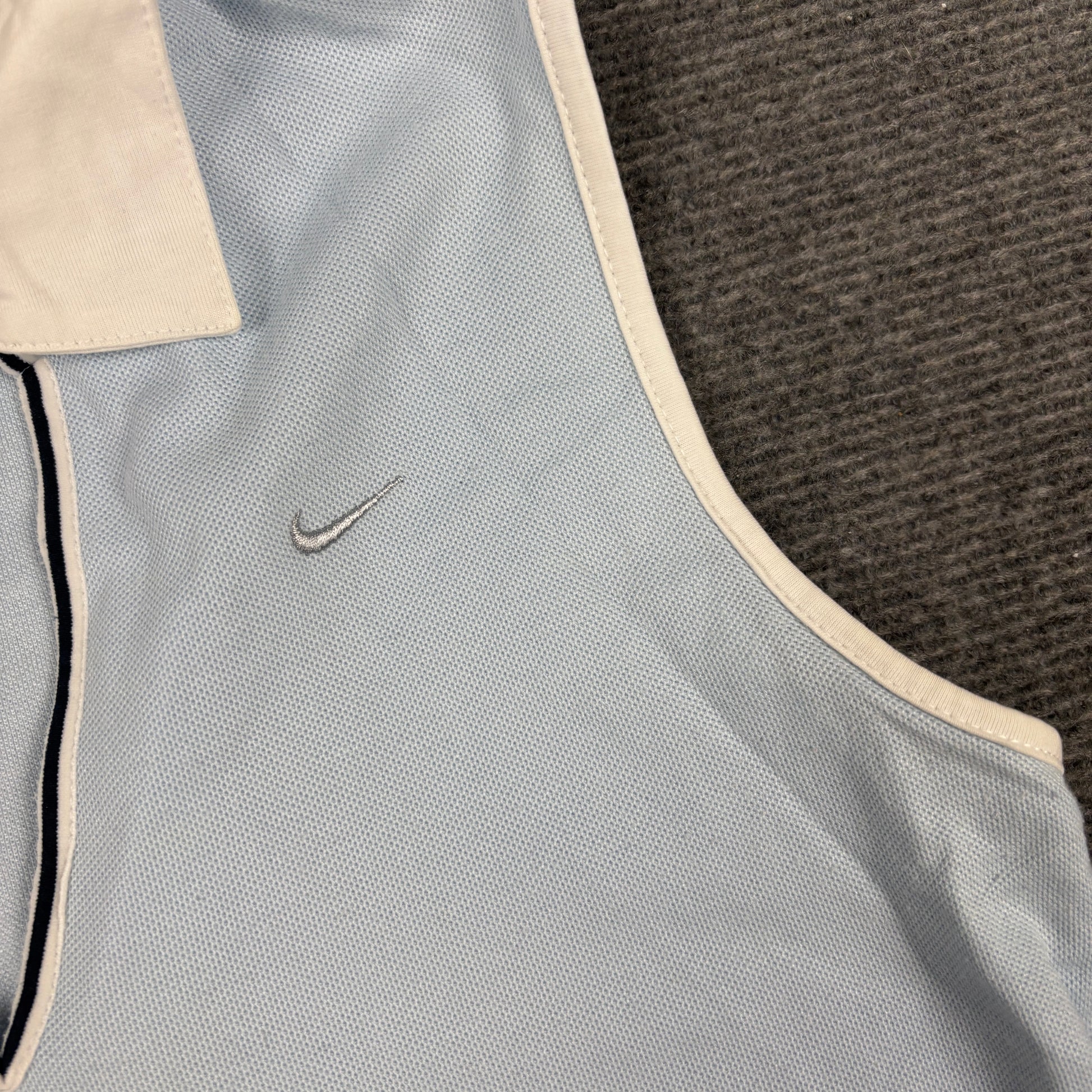 Vintage Nike Court V-Neck Top Women's Medium Baby Blue Y2K Activewear