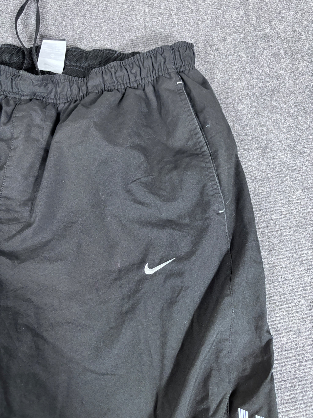 Vintage Y2K Nike Track Pants Men’s XL Black White Spell Out Logo Wide Leg Baggy