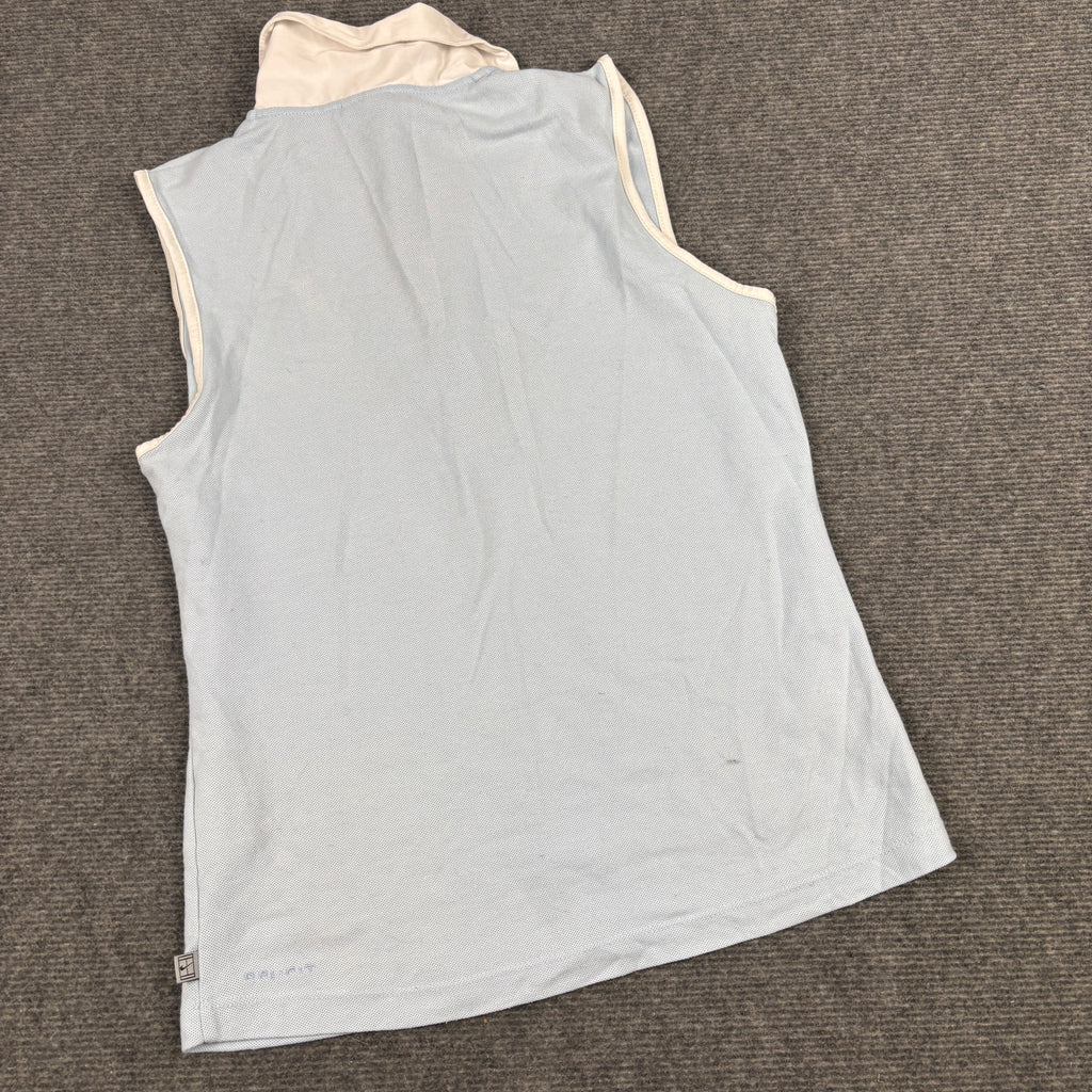 Vintage Nike Court V-Neck Top Women's Medium Baby Blue Y2K Activewear