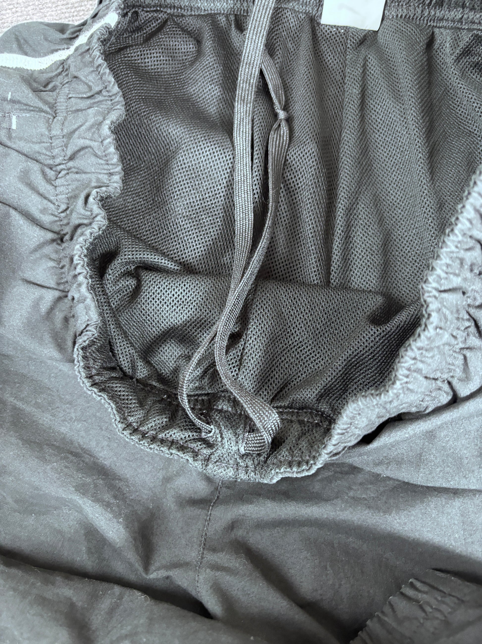 Vintage Y2K Nike Track Pants Men’s XL Black White Spell Out Logo Wide Leg Baggy