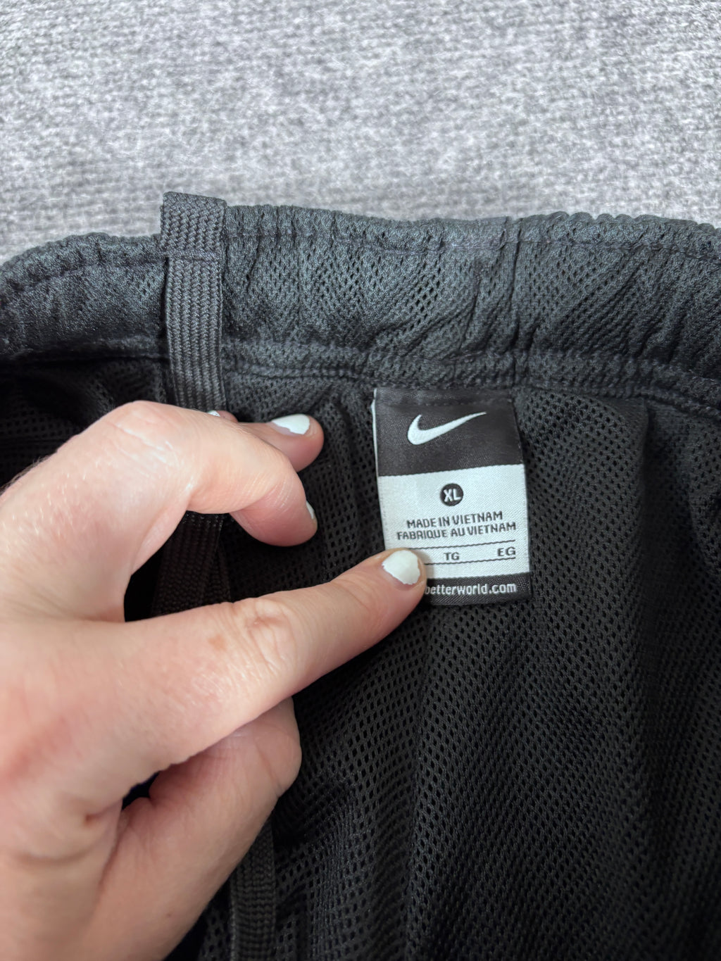 Vintage Y2K Nike Track Pants Men’s XL Black White Spell Out Logo Wide Leg Baggy