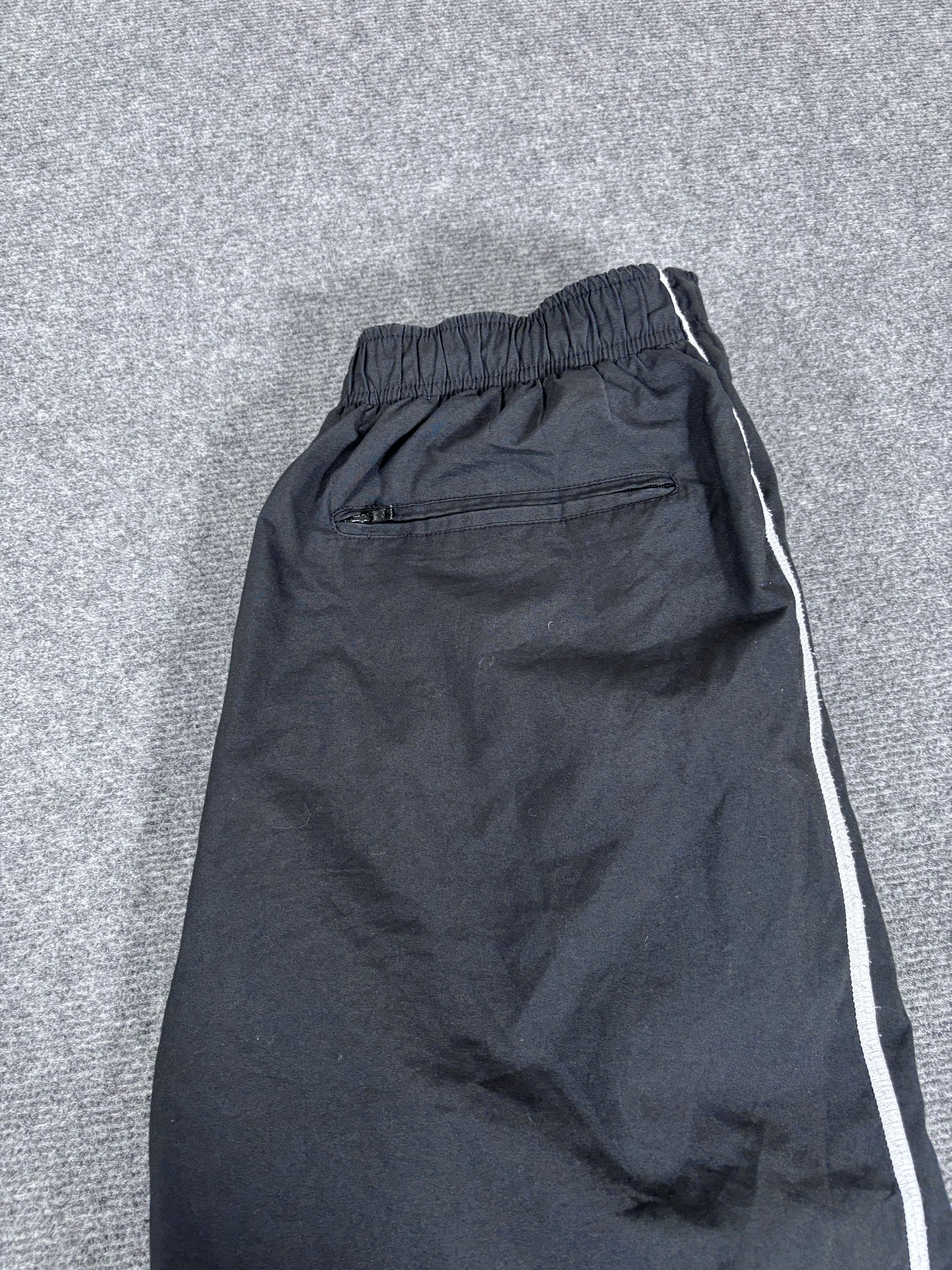 Vintage Y2K Nike Track Pants Men’s XL Black White Spell Out Logo Wide Leg Baggy