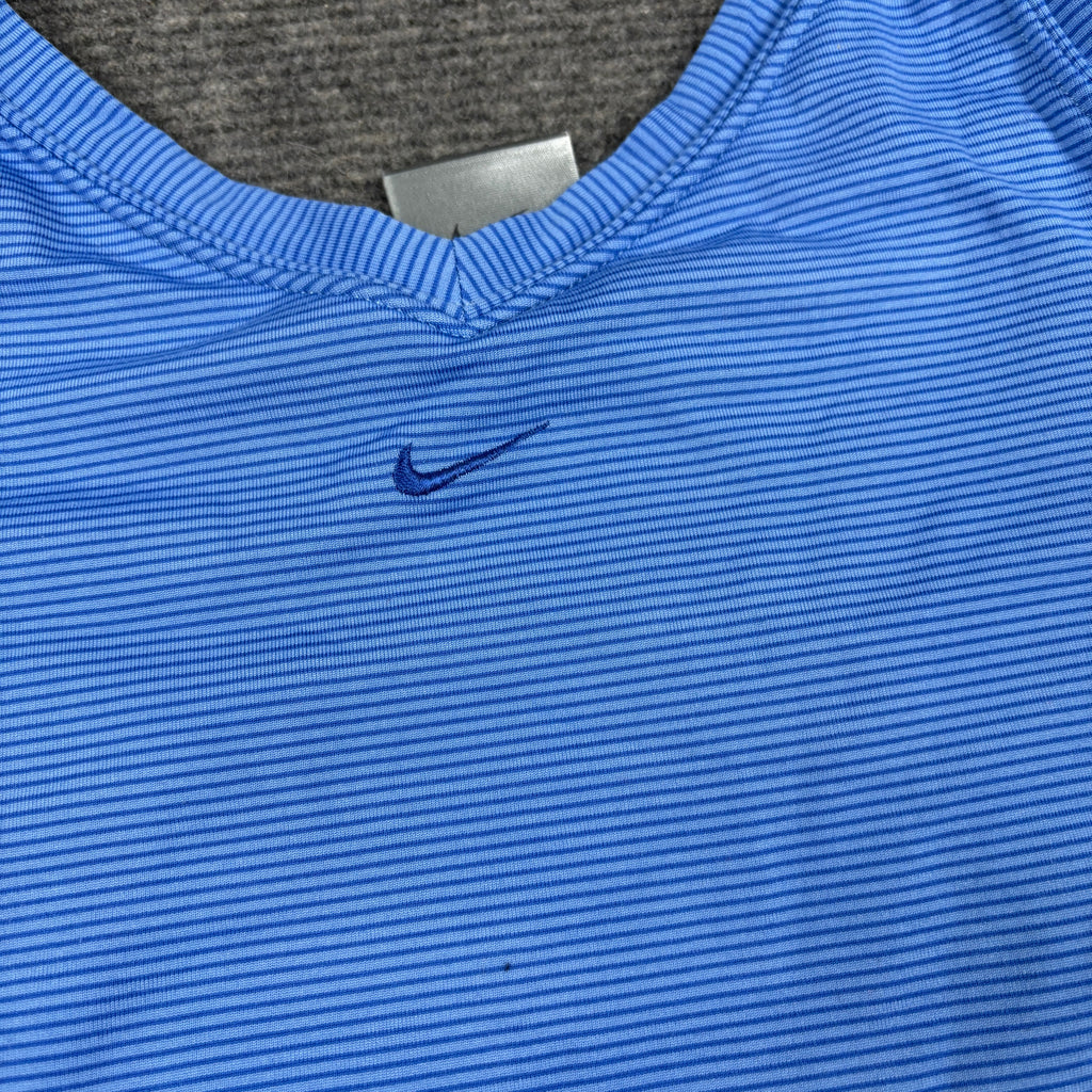 Vintage Nike Dri-fit Crop Top Blue Women's Medium Blue 2000s Activewear
