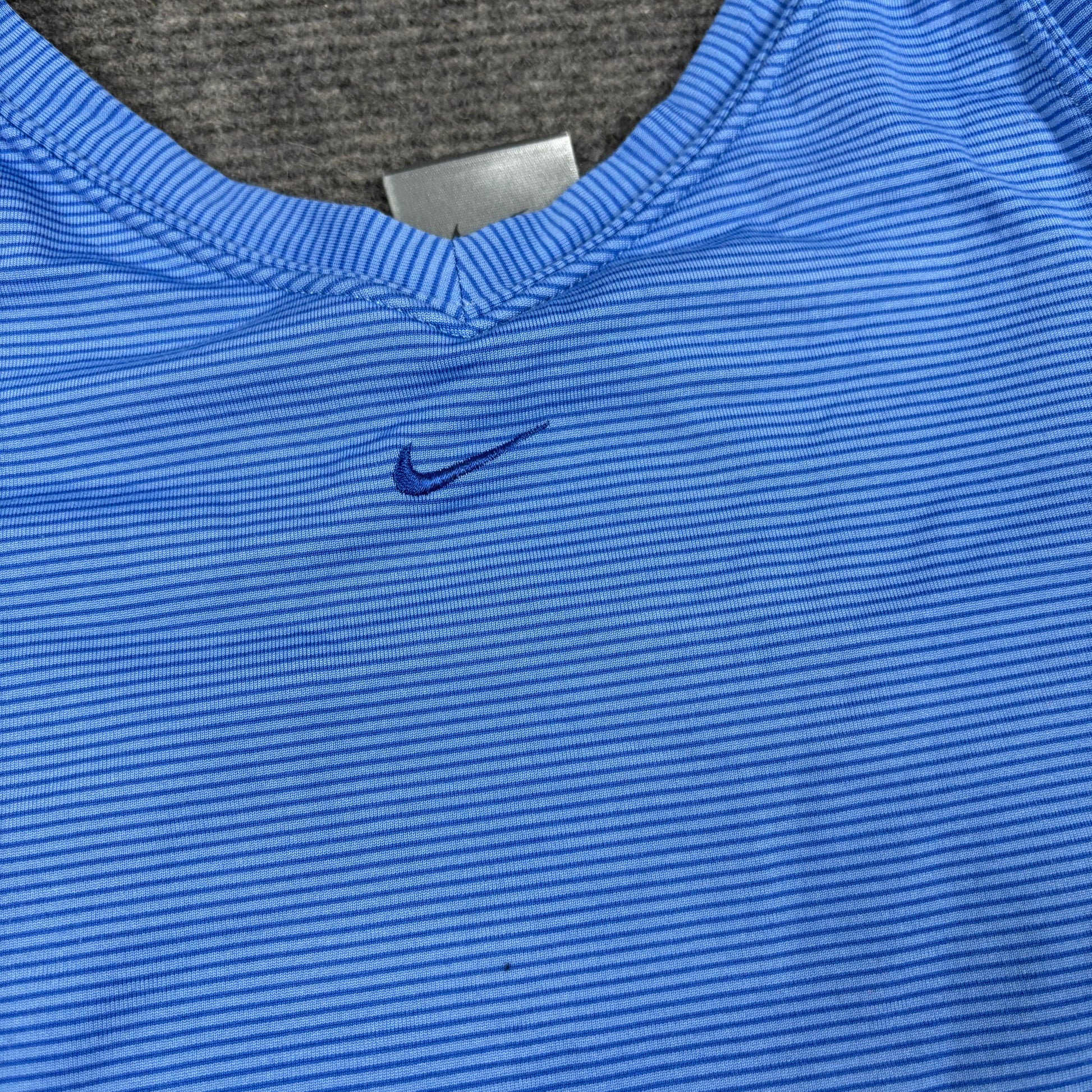 Vintage Nike Dri-fit Crop Top Blue Women's Medium Blue 2000s Activewear