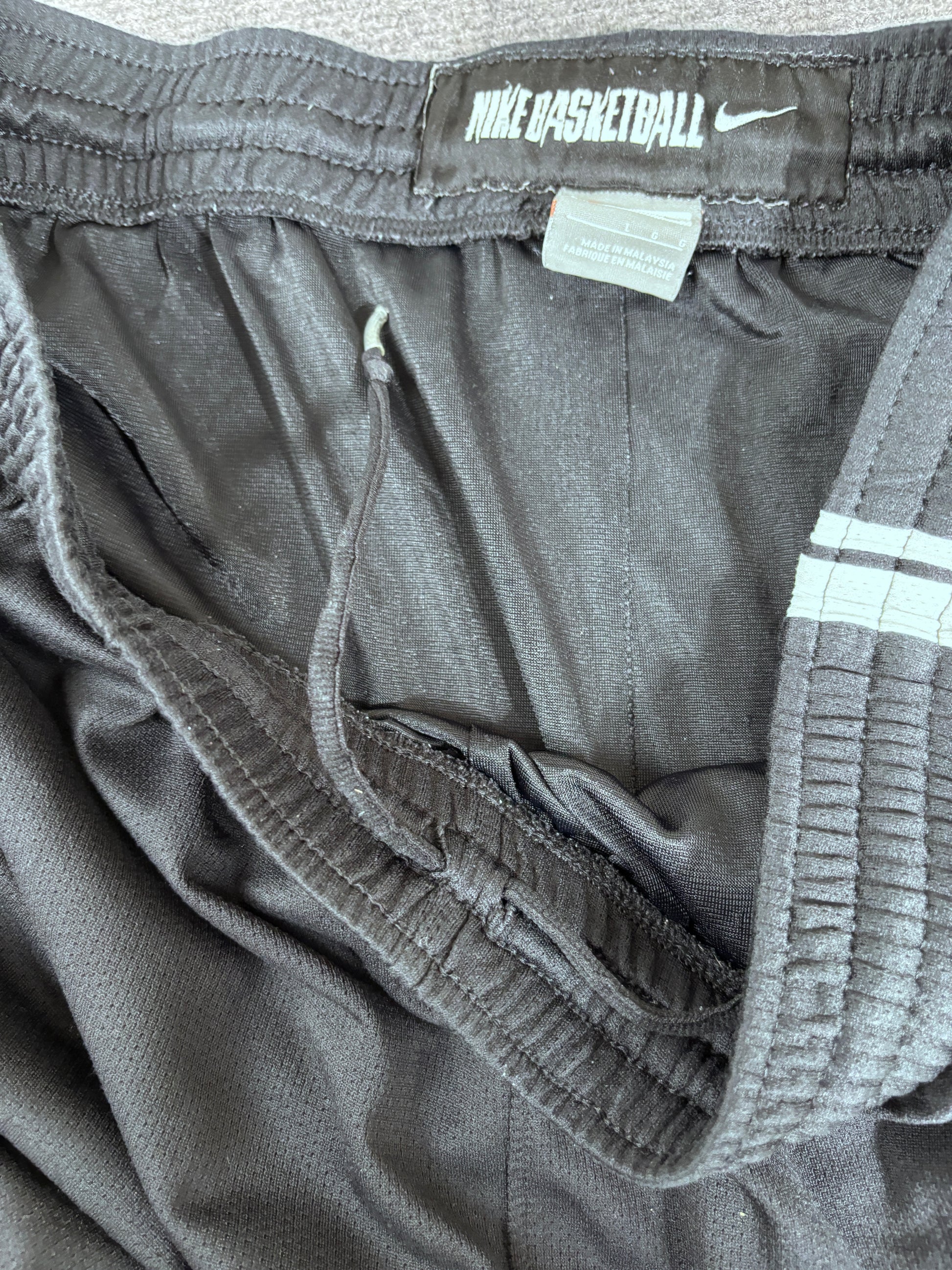 Vintage Y2K Nike Basketball Track Pants Men’s L Black White Mesh Wide Leg Ankle Zip