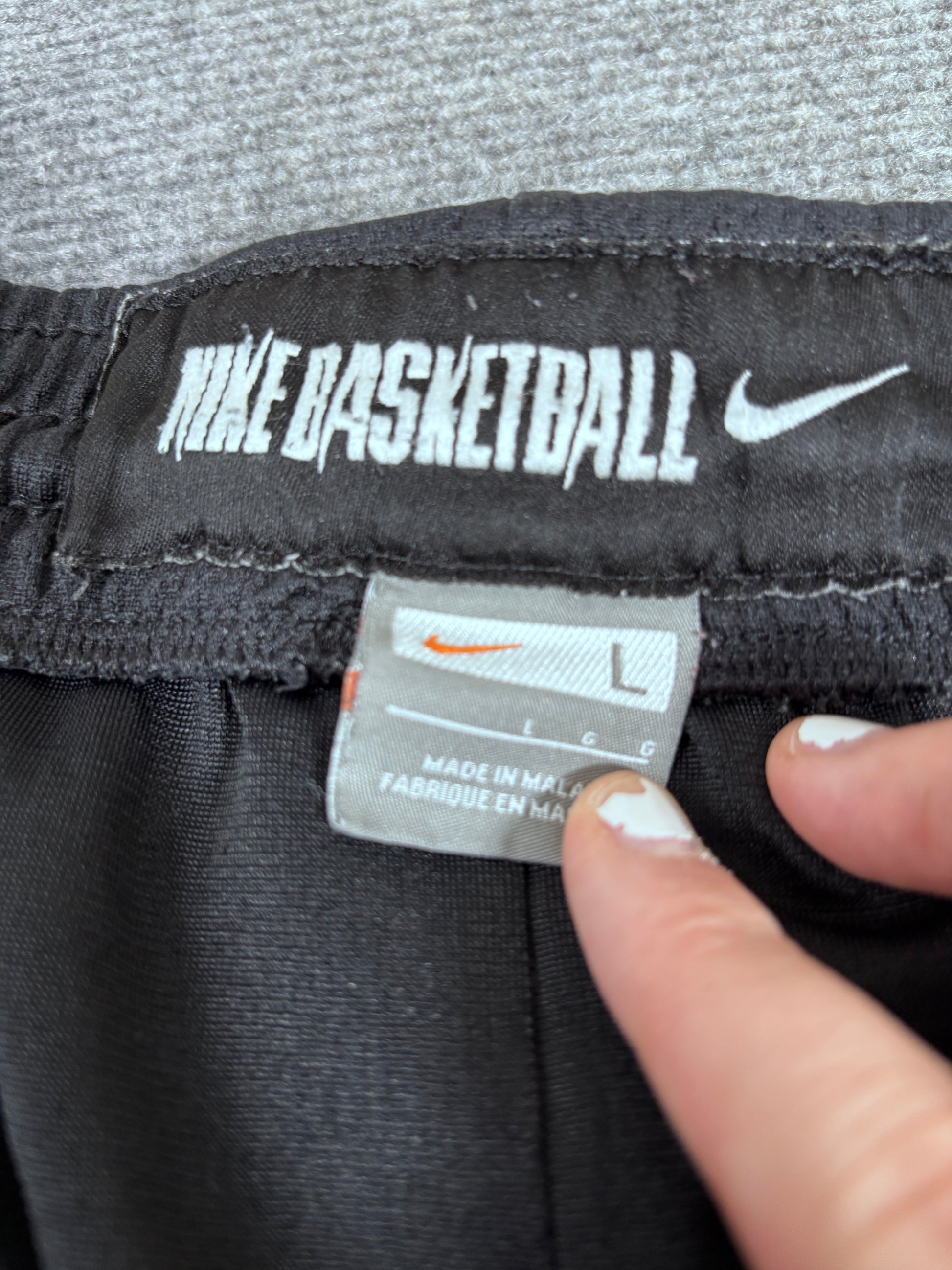 Vintage Y2K Nike Basketball Track Pants Men’s L Black White Mesh Wide Leg Ankle Zip