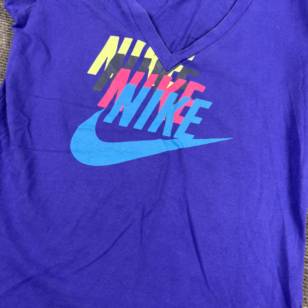 Vintage Nike V-Neck Tshirt Women's Small Purple Y2K Activewear