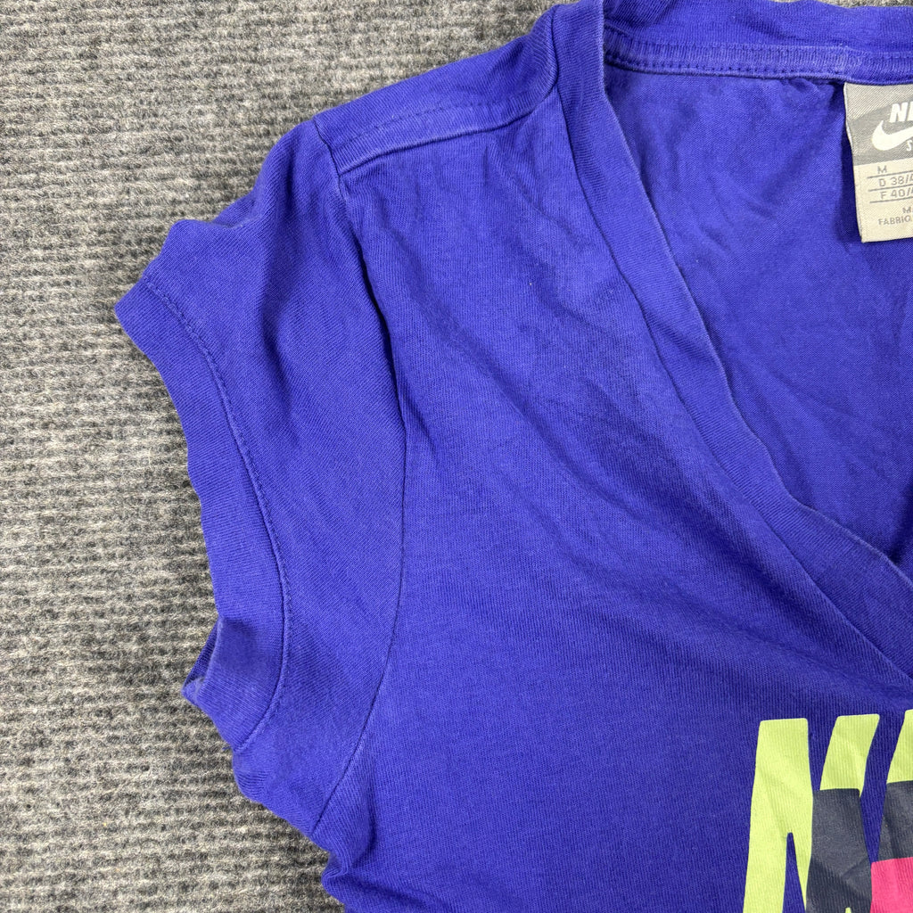 Vintage Nike V-Neck Tshirt Women's Small Purple Y2K Activewear