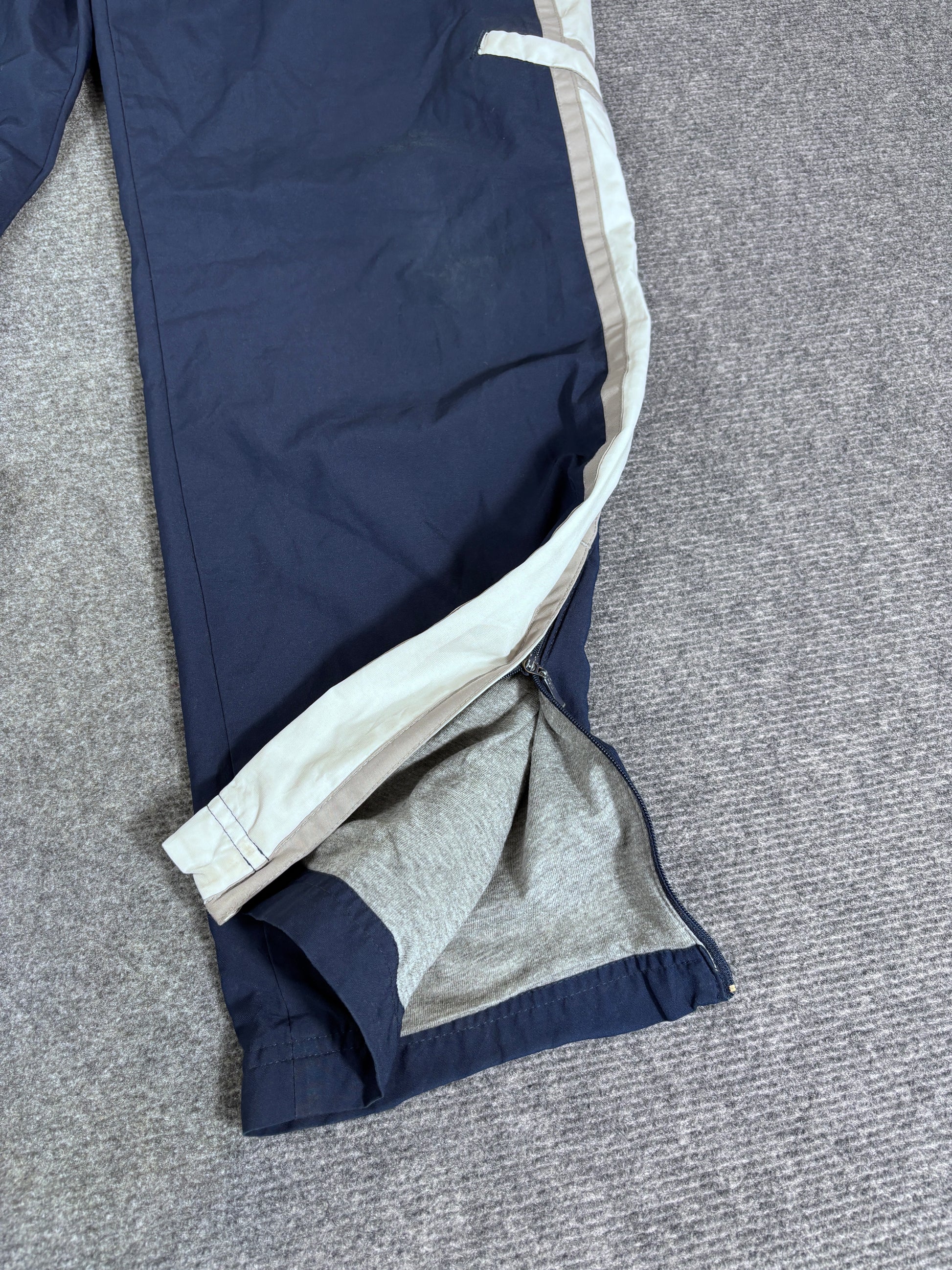 Vintage Y2K Nike Track Pants Women’s S Navy White Cargo Pocket Wide Leg Ankle Swoosh