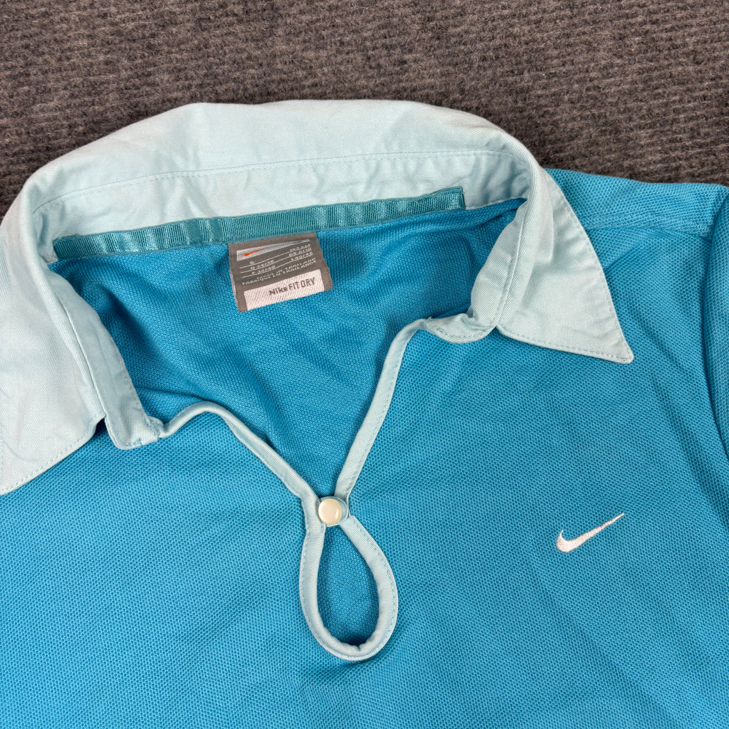 Vintage Nike Court Top Women's Small Blue White Y2K Tennis Activewear