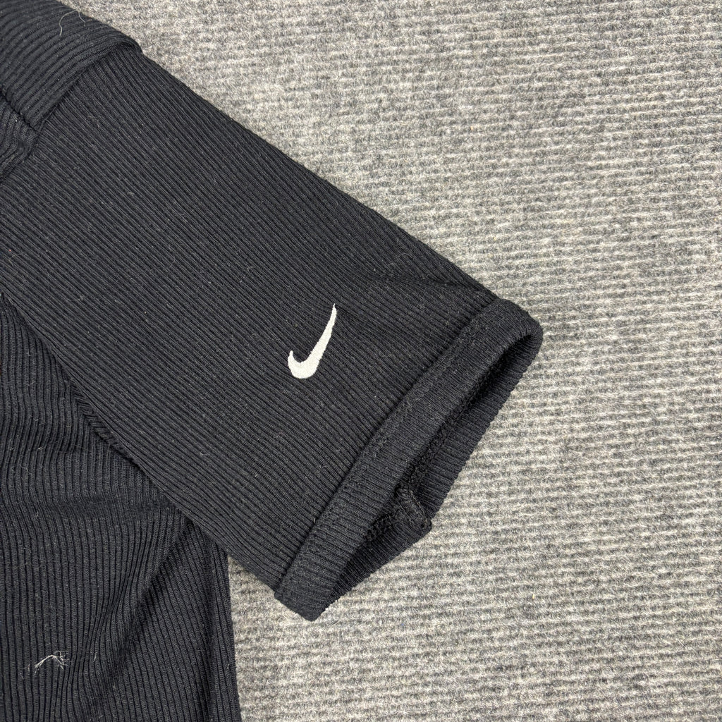 90s Nike Ribbed V-neck Top Women's Small Black White Swoosh T-shirt