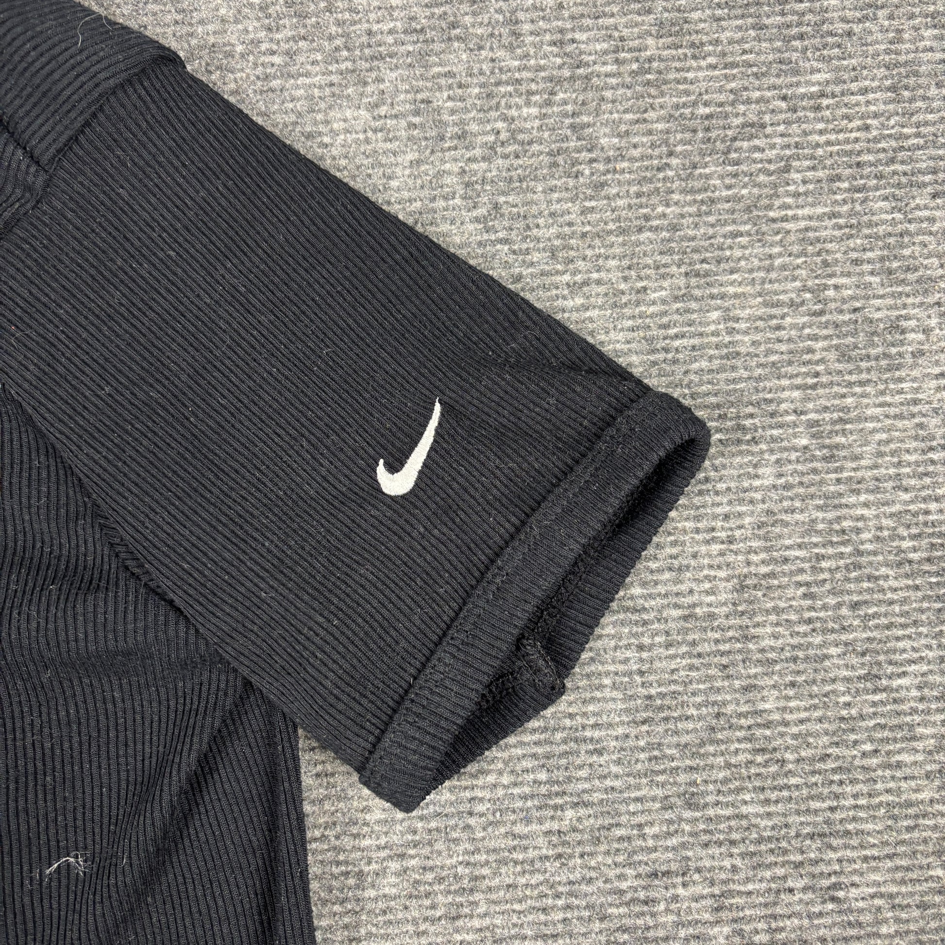 90s Nike Ribbed V-neck Top Women's Small Black White Swoosh T-shirt