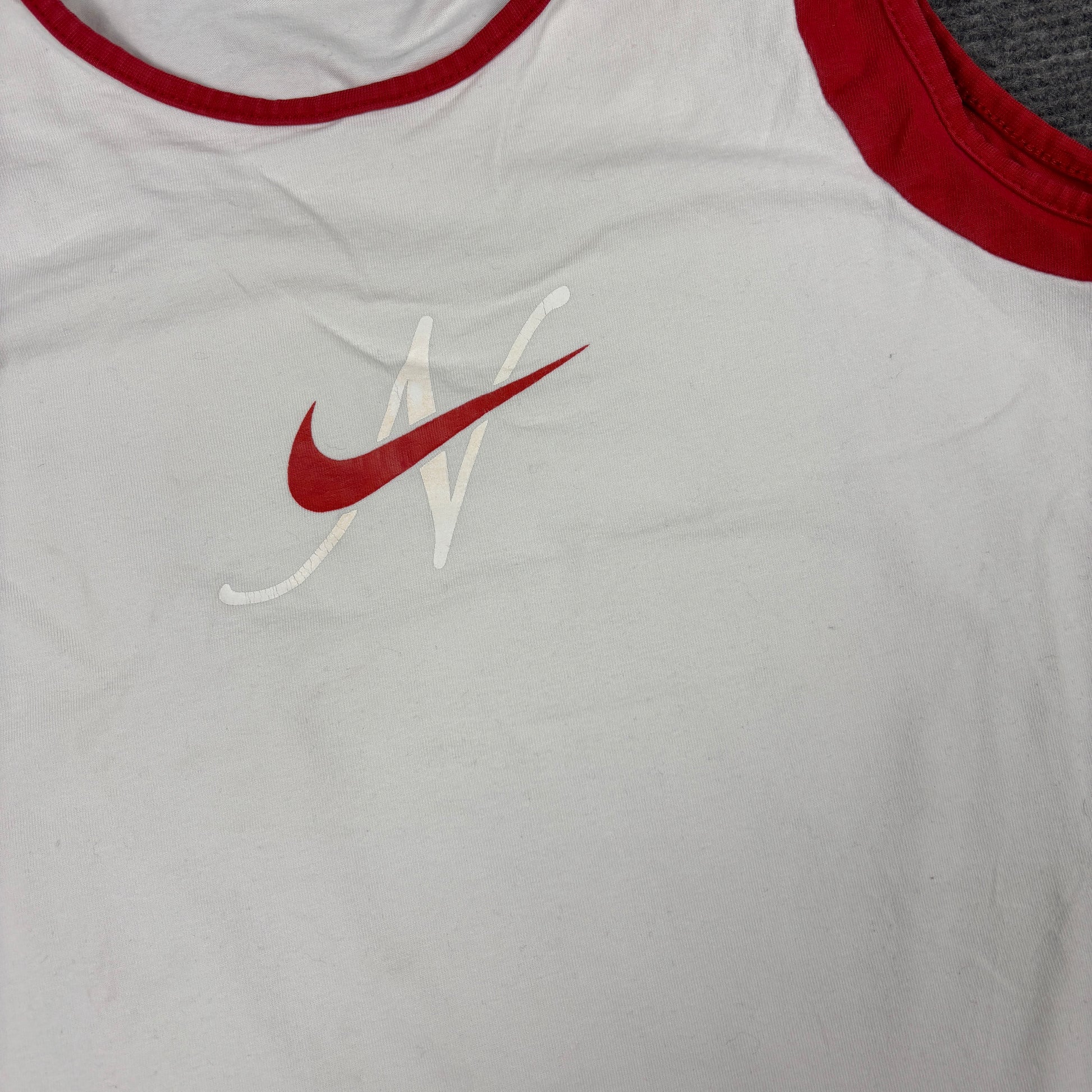 Y2K Nike T-shirt Women's XS White Red Tank Top Vintage Activewear