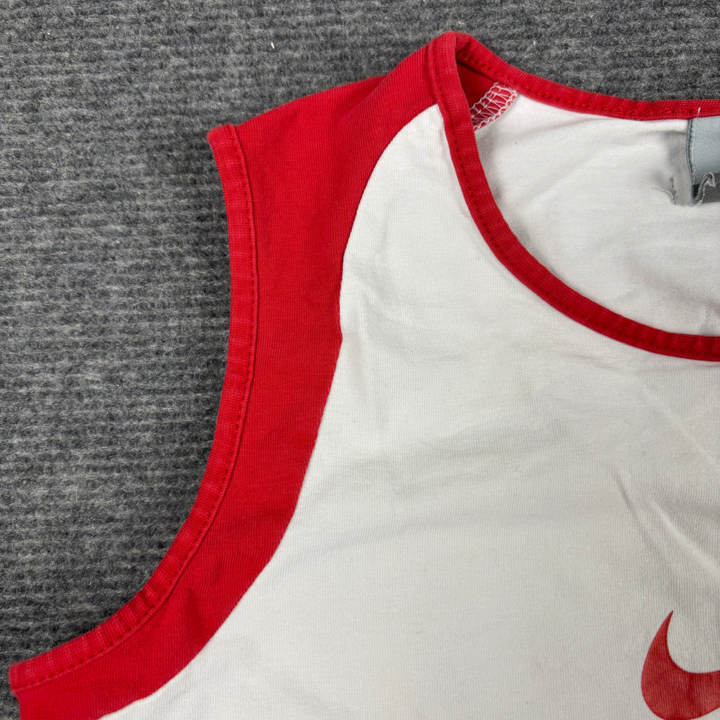 Y2K Nike T-shirt Women's XS White Red Tank Top Vintage Activewear