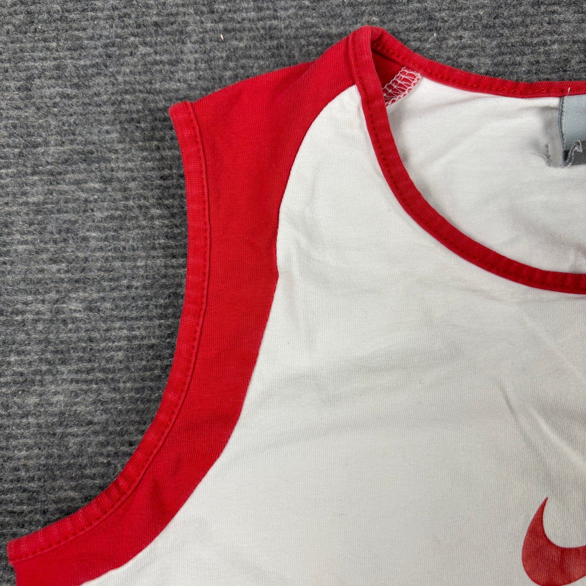 Y2K Nike T-shirt Women's XS White Red Tank Top Vintage Activewear