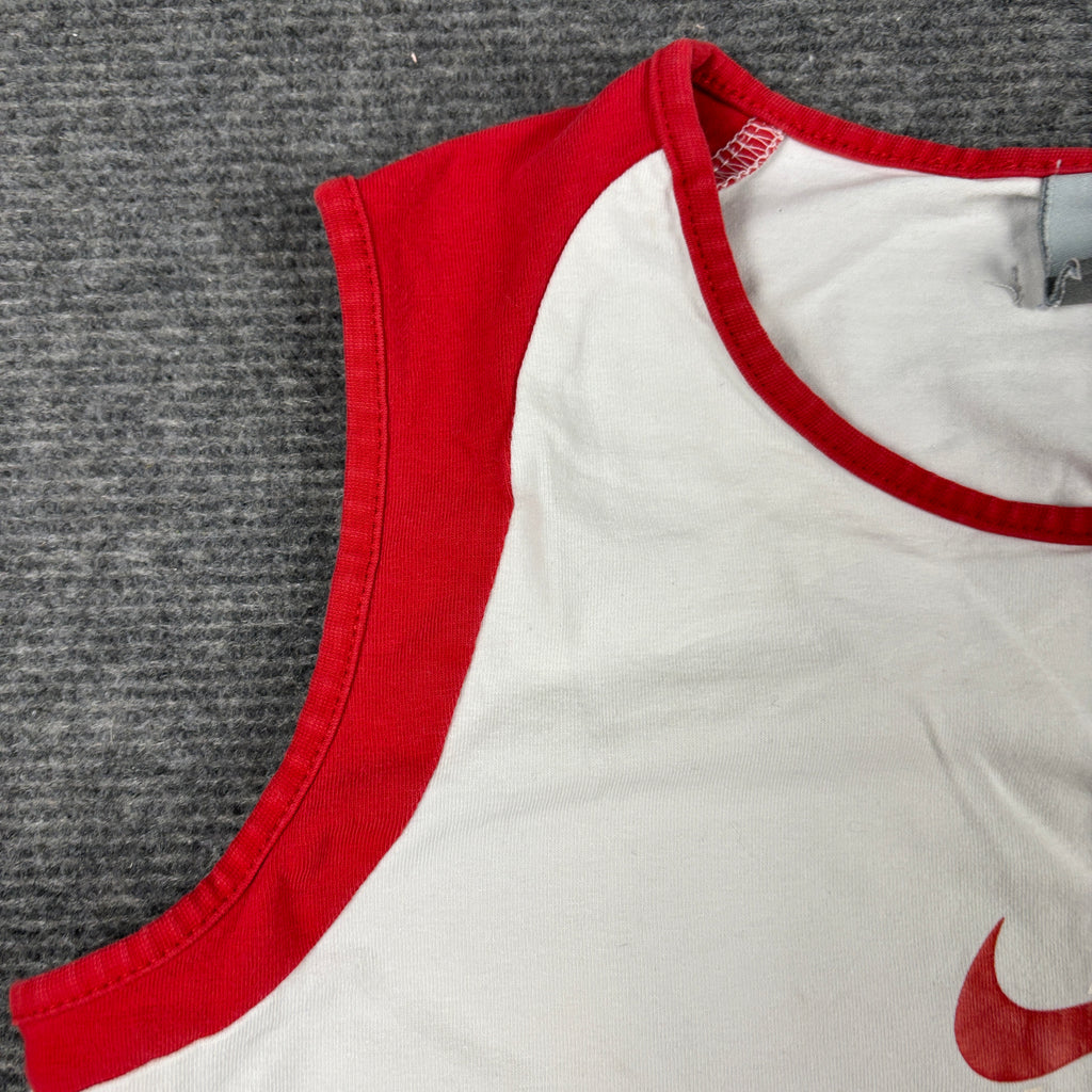 Y2K Nike T-shirt Women's XS White Red Tank Top Vintage Activewear