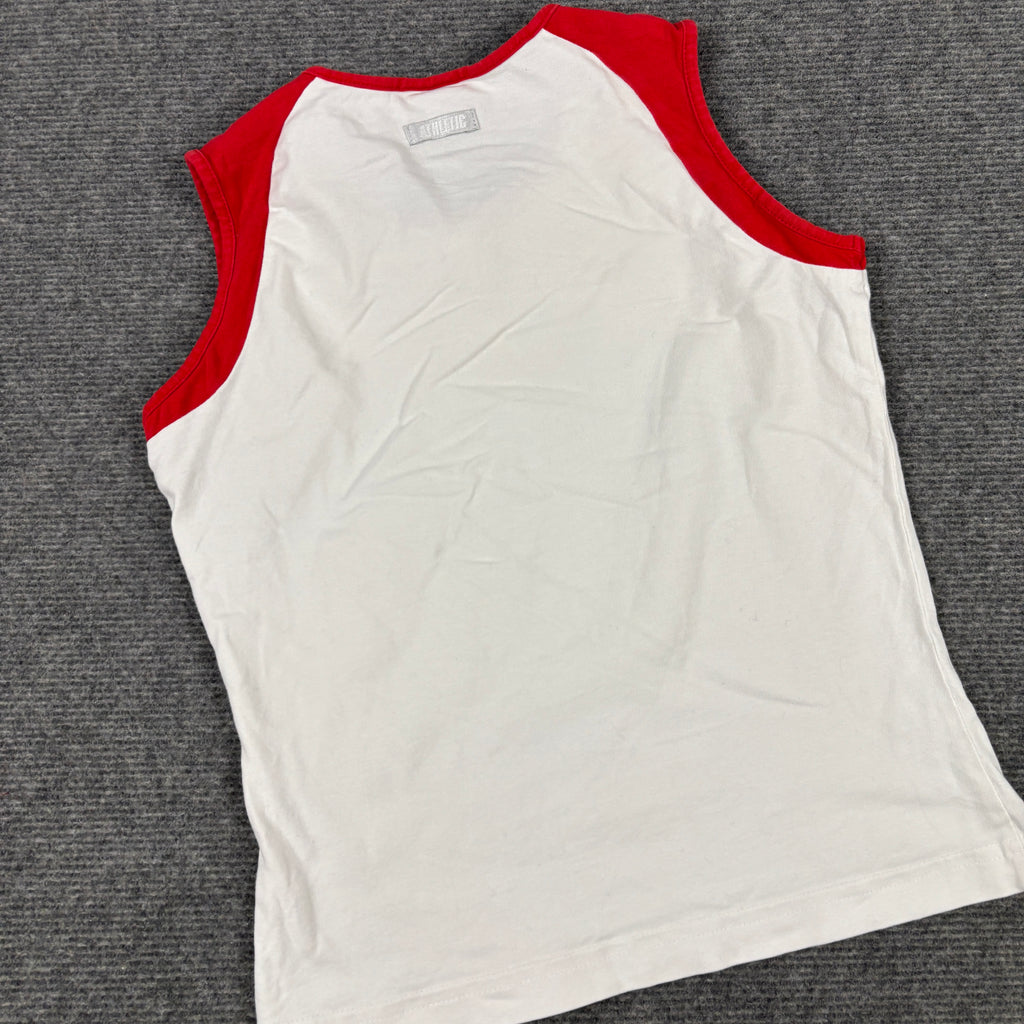 Y2K Nike T-shirt Women's XS White Red Tank Top Vintage Activewear