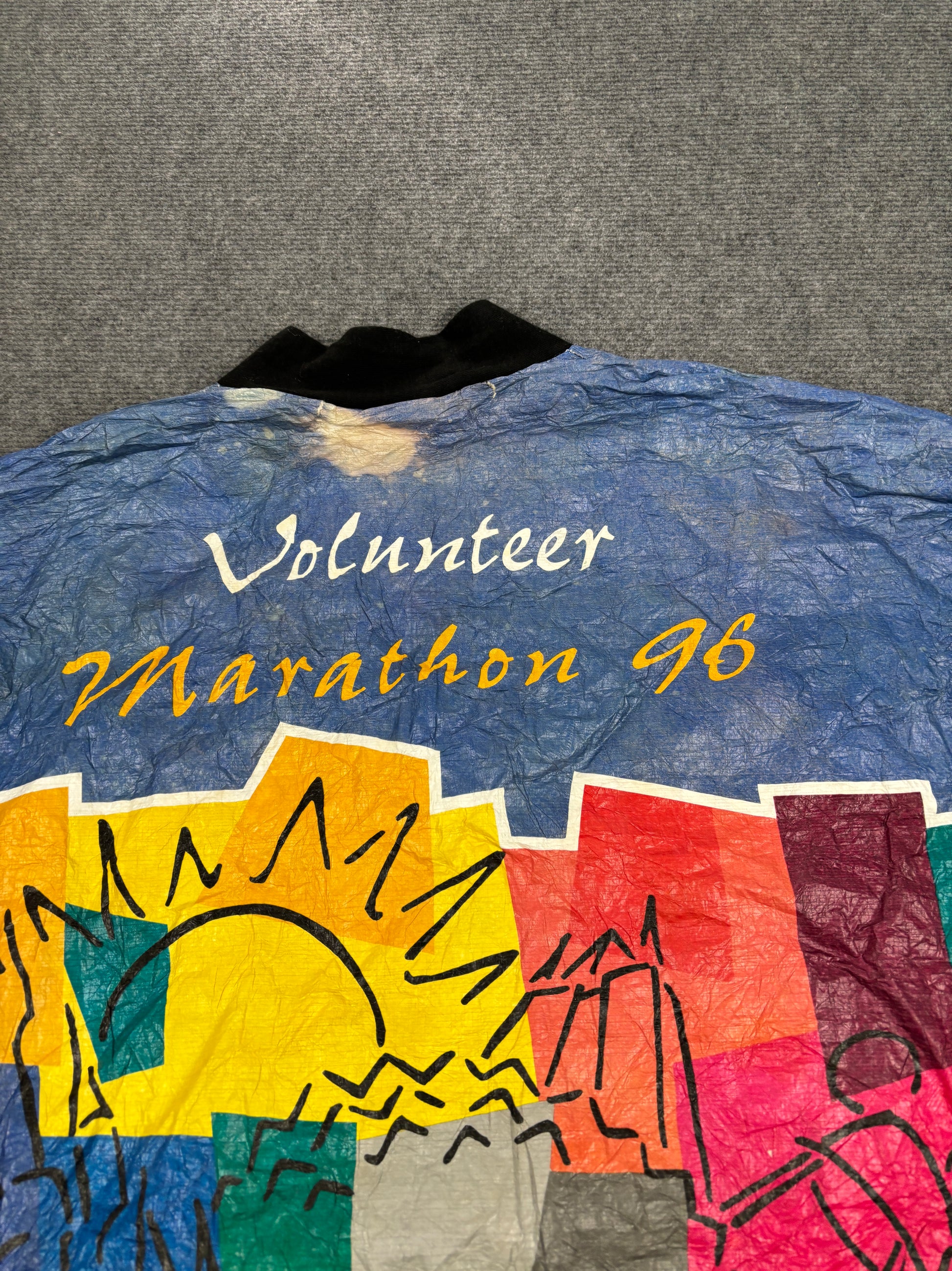 Vintage 90s Walt Disney World Marathon Jacket All Over Graphic Rare Tyvek