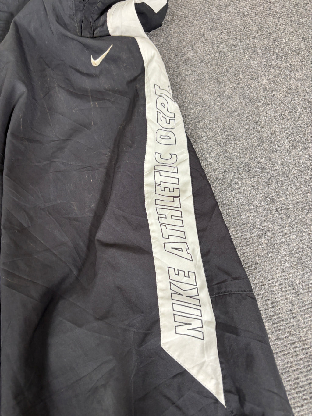 Vintage Y2K Nike Track Pants Men’s XL Black White Spell Out Bungee Tab Wide Leg