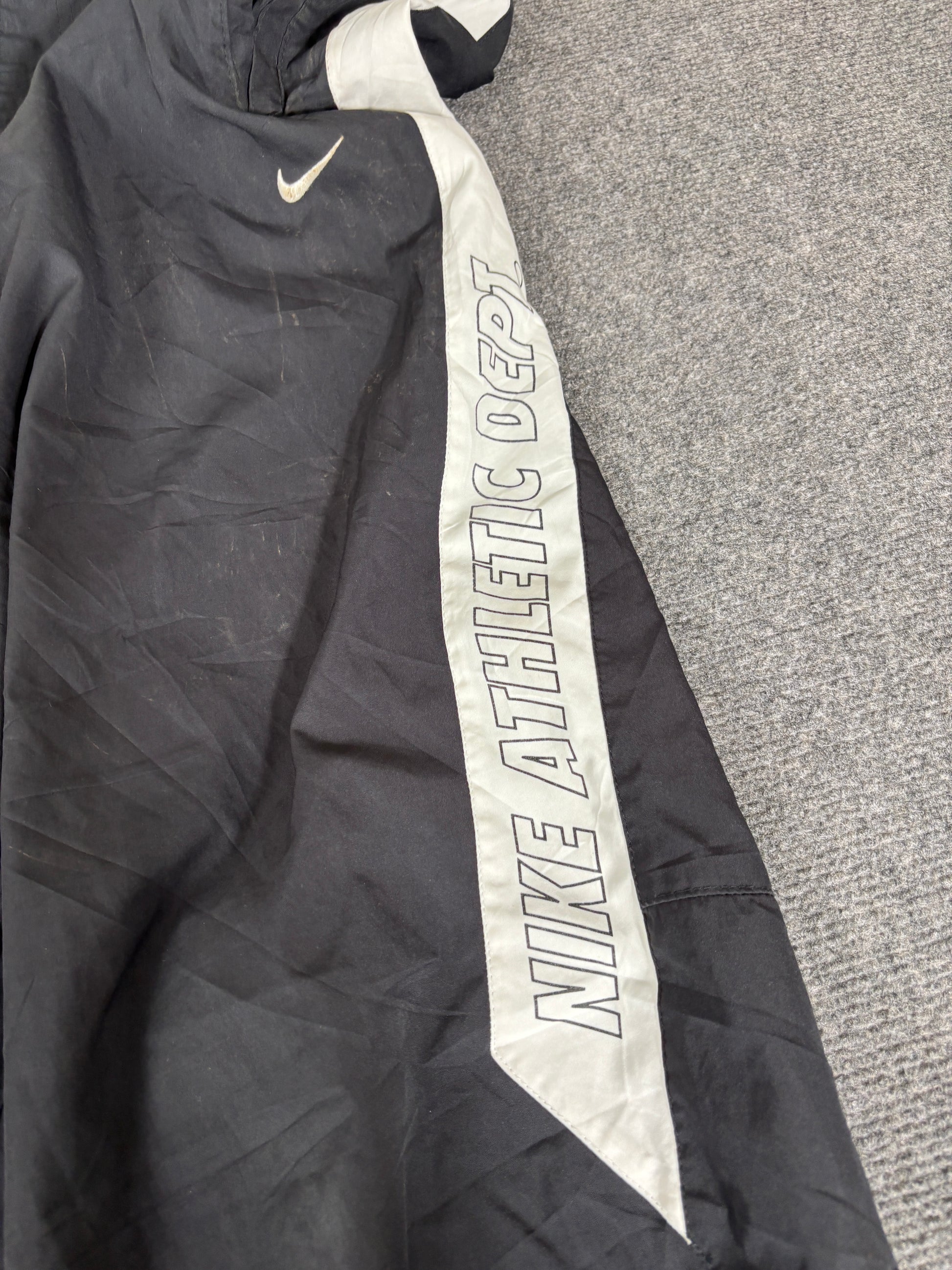 Vintage Y2K Nike Track Pants Men’s XL Black White Spell Out Bungee Tab Wide Leg