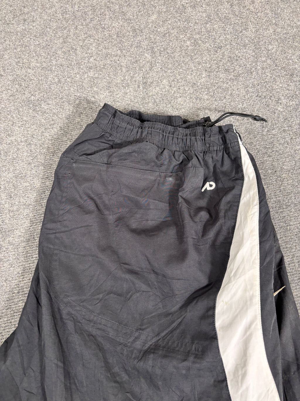 Vintage Y2K Nike Track Pants Men’s XL Black White Spell Out Bungee Tab Wide Leg