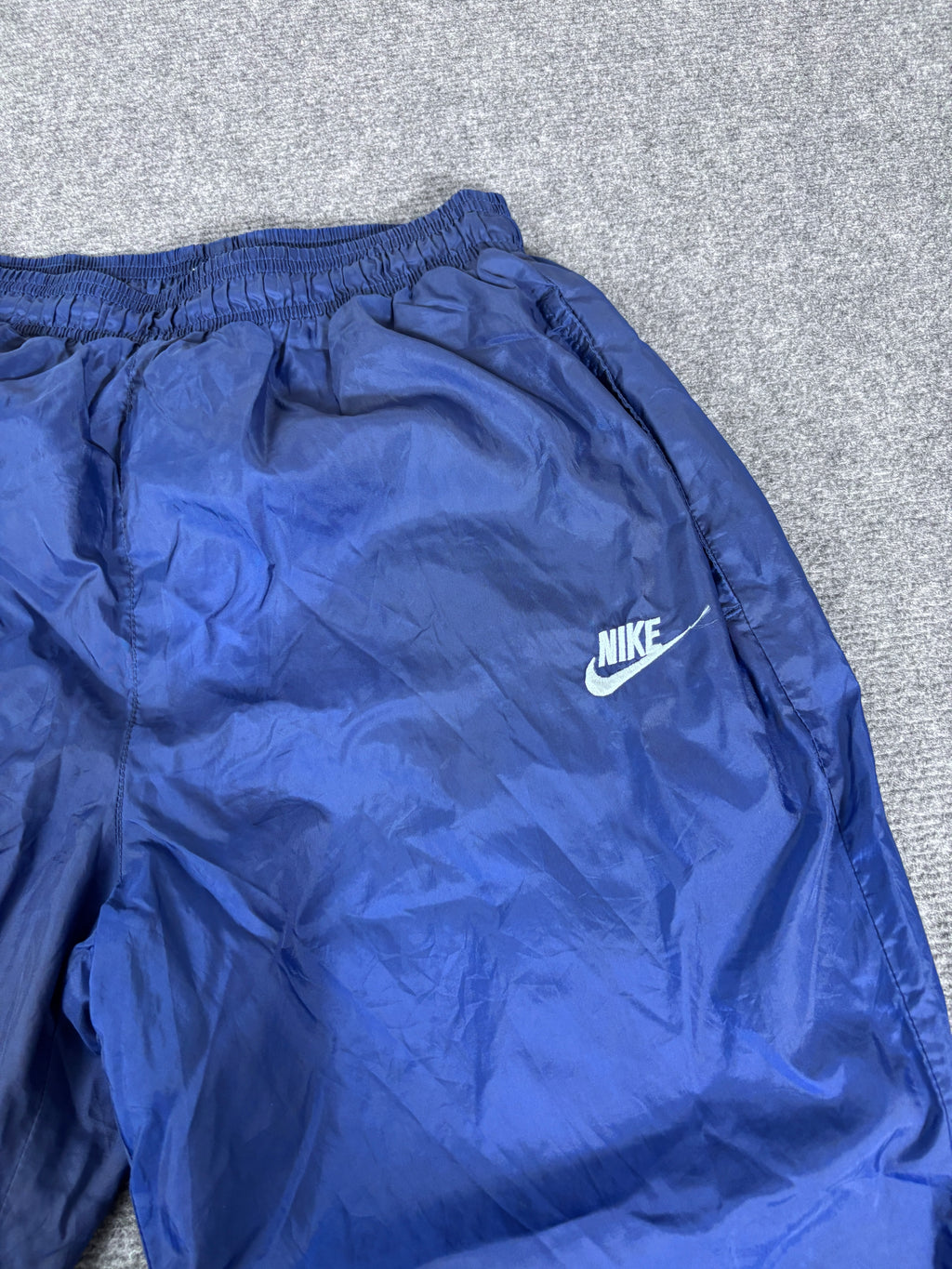 Vintage 90s Nike Track Pants Men’s S Blue White Classic Windbreakers Cuffed Ankle Zip