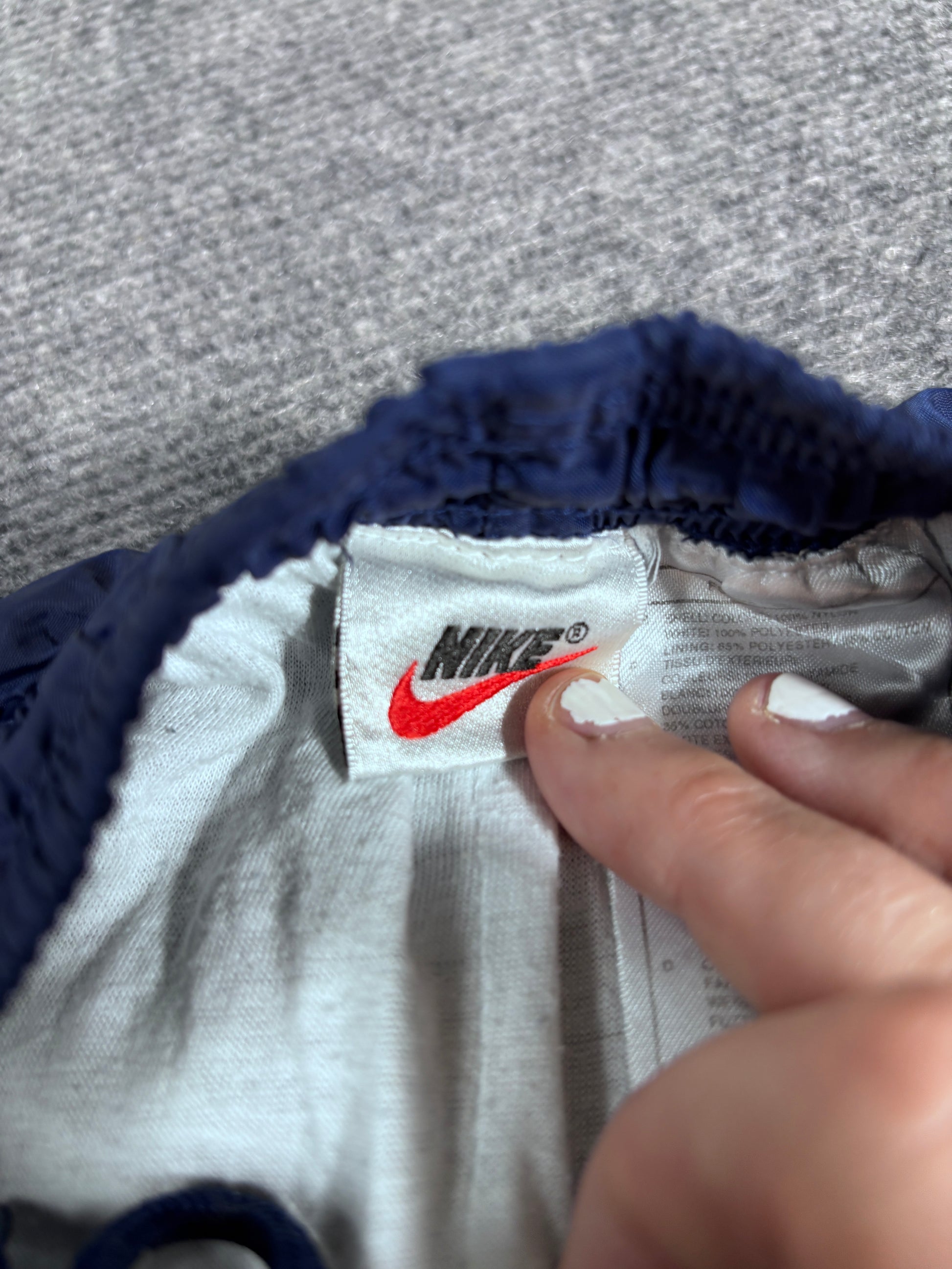 Vintage 90s Nike Track Pants Men’s S Blue White Classic Windbreakers Cuffed Ankle Zip