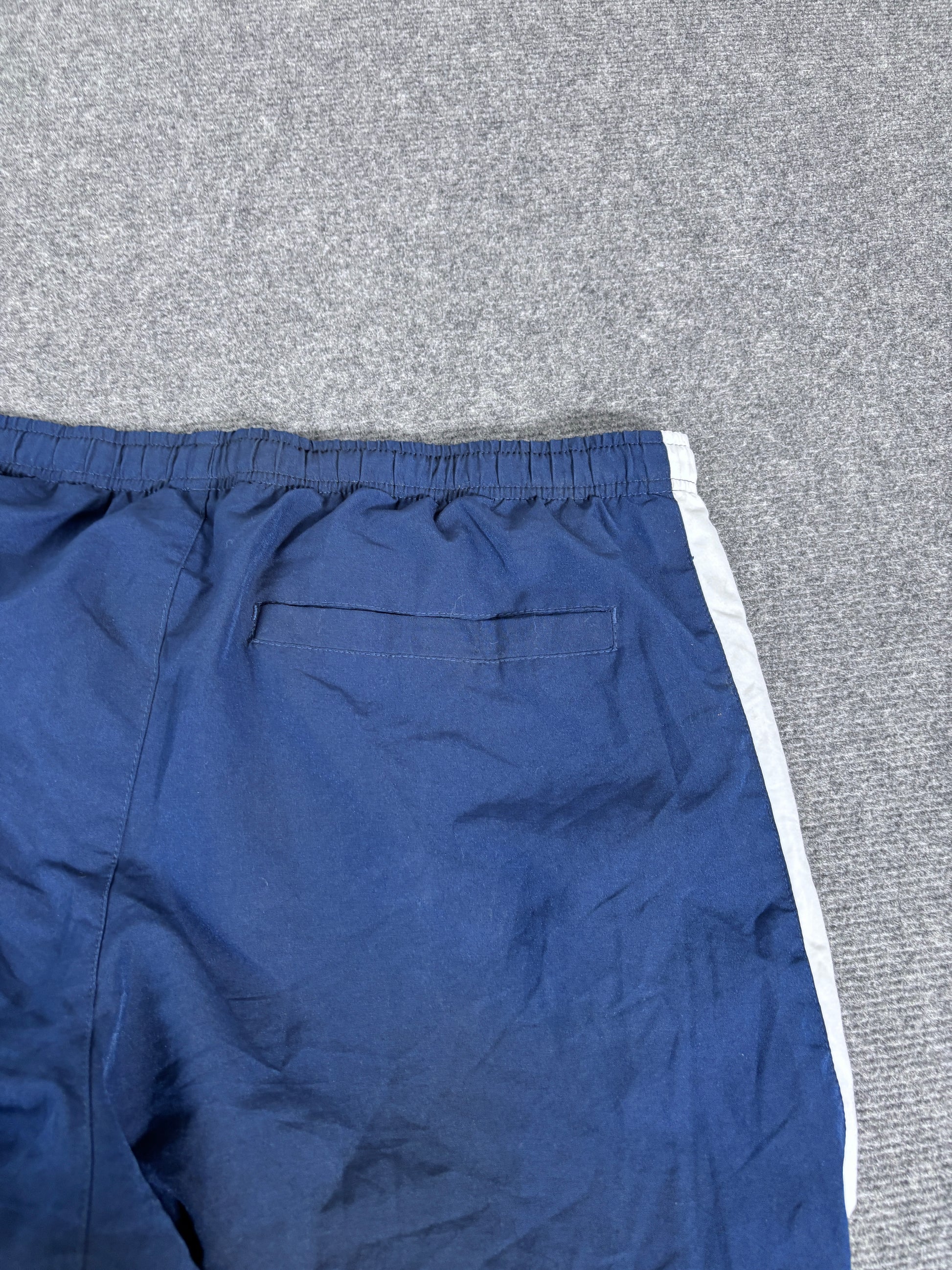 Vintage Y2K Nike Track Pants Women’s L Navy White Ankle Swoosh Wide Leg Ankle Zip