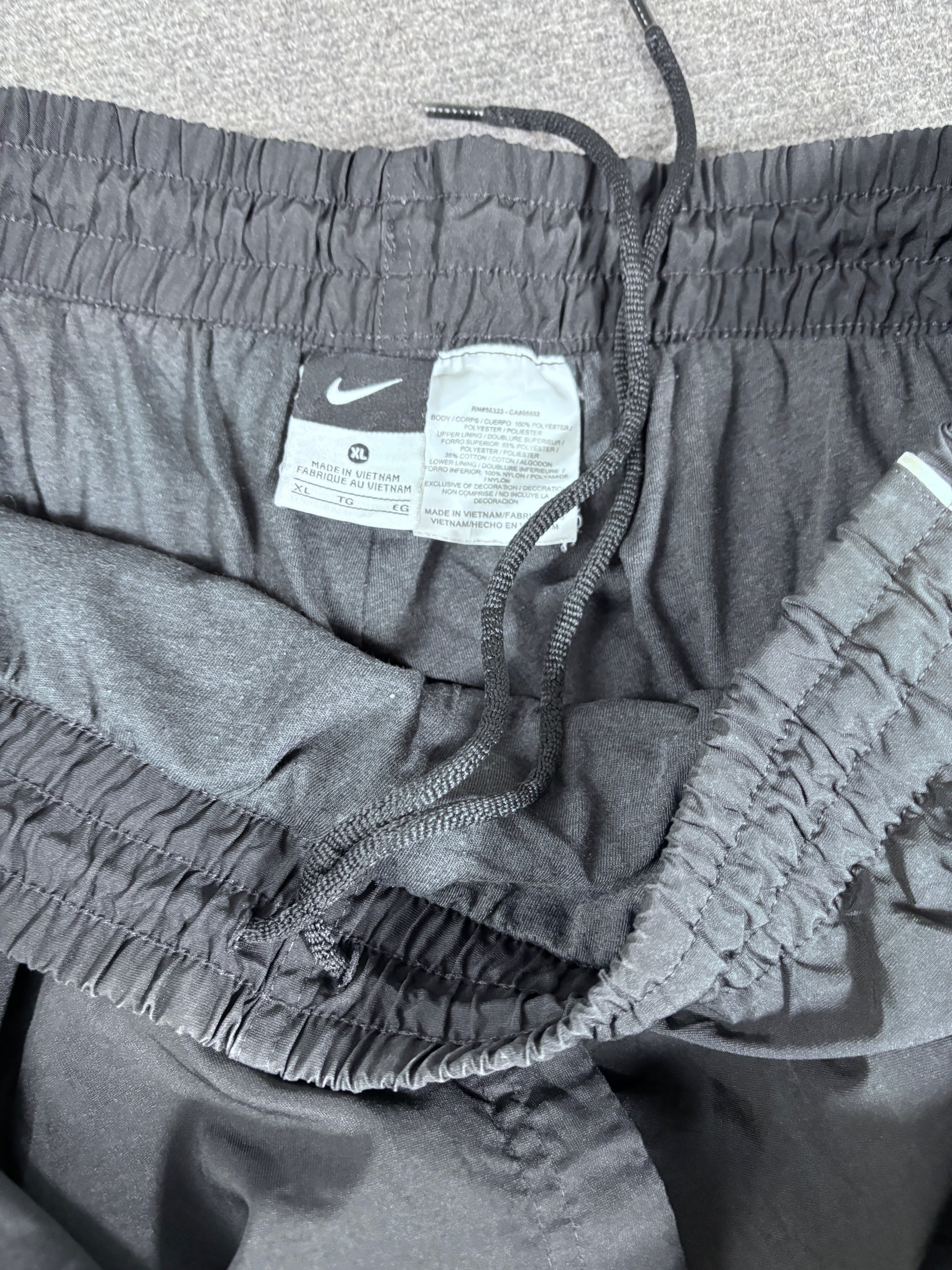 Vintage Y2K Nike Track Pants Men’s XL Black White Piping Swoosh Wide Leg Premo