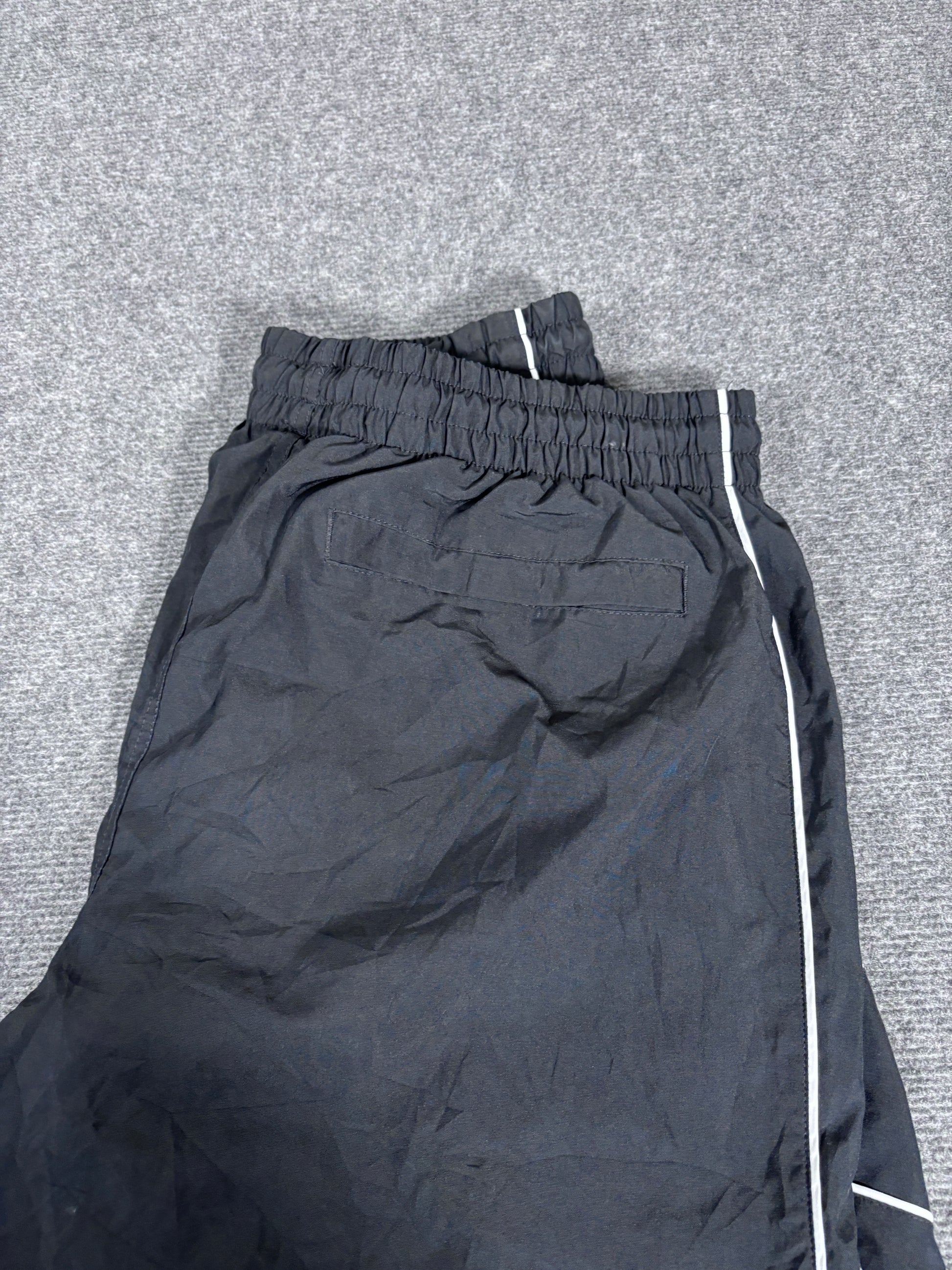 Vintage Y2K Nike Track Pants Men’s XL Black White Piping Swoosh Wide Leg Premo