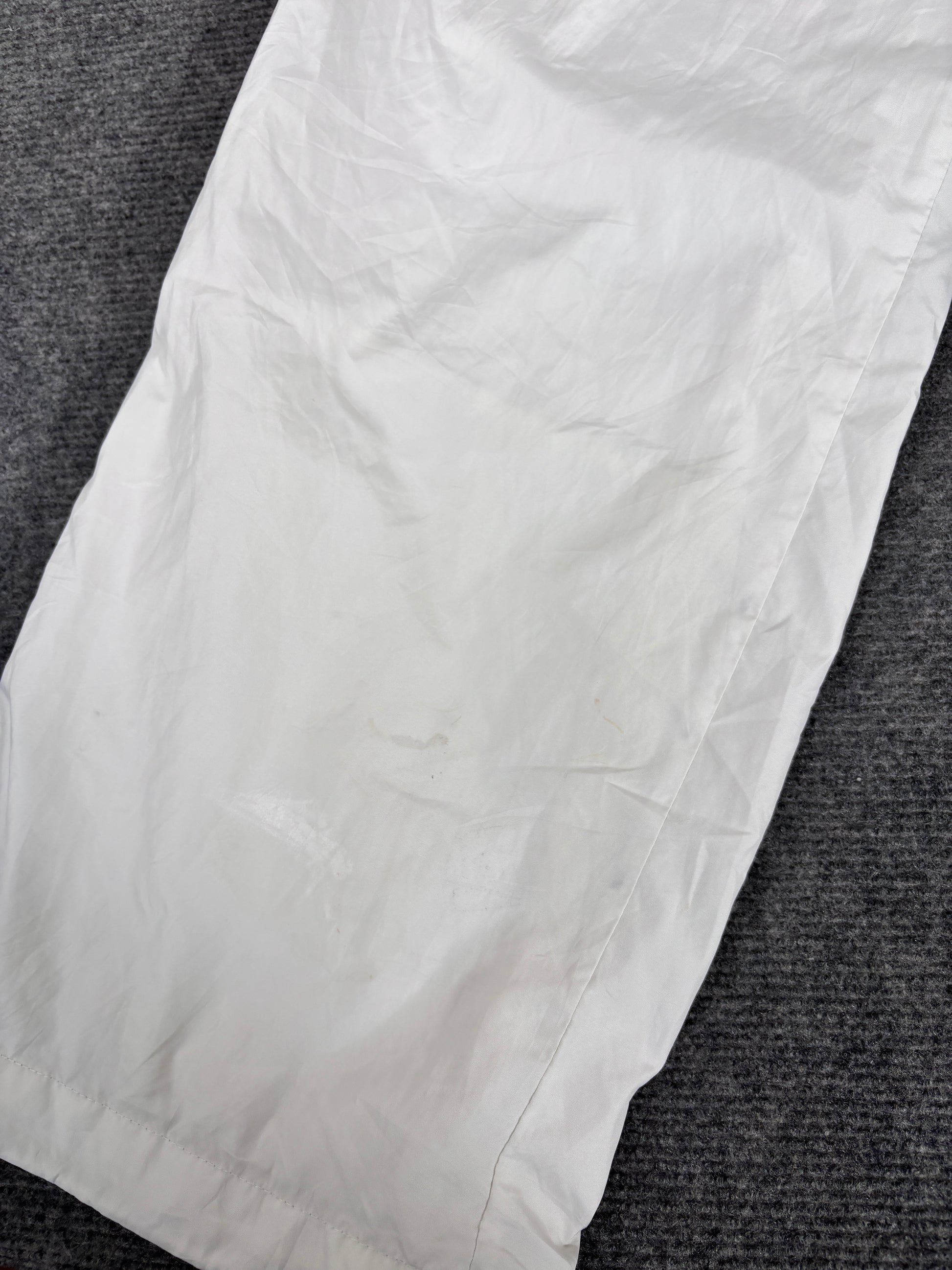 Vintage Y2K Nike Track Pants Women’s L White Black Mesh Panel Swoosh Wide Leg Ankle Swoosh