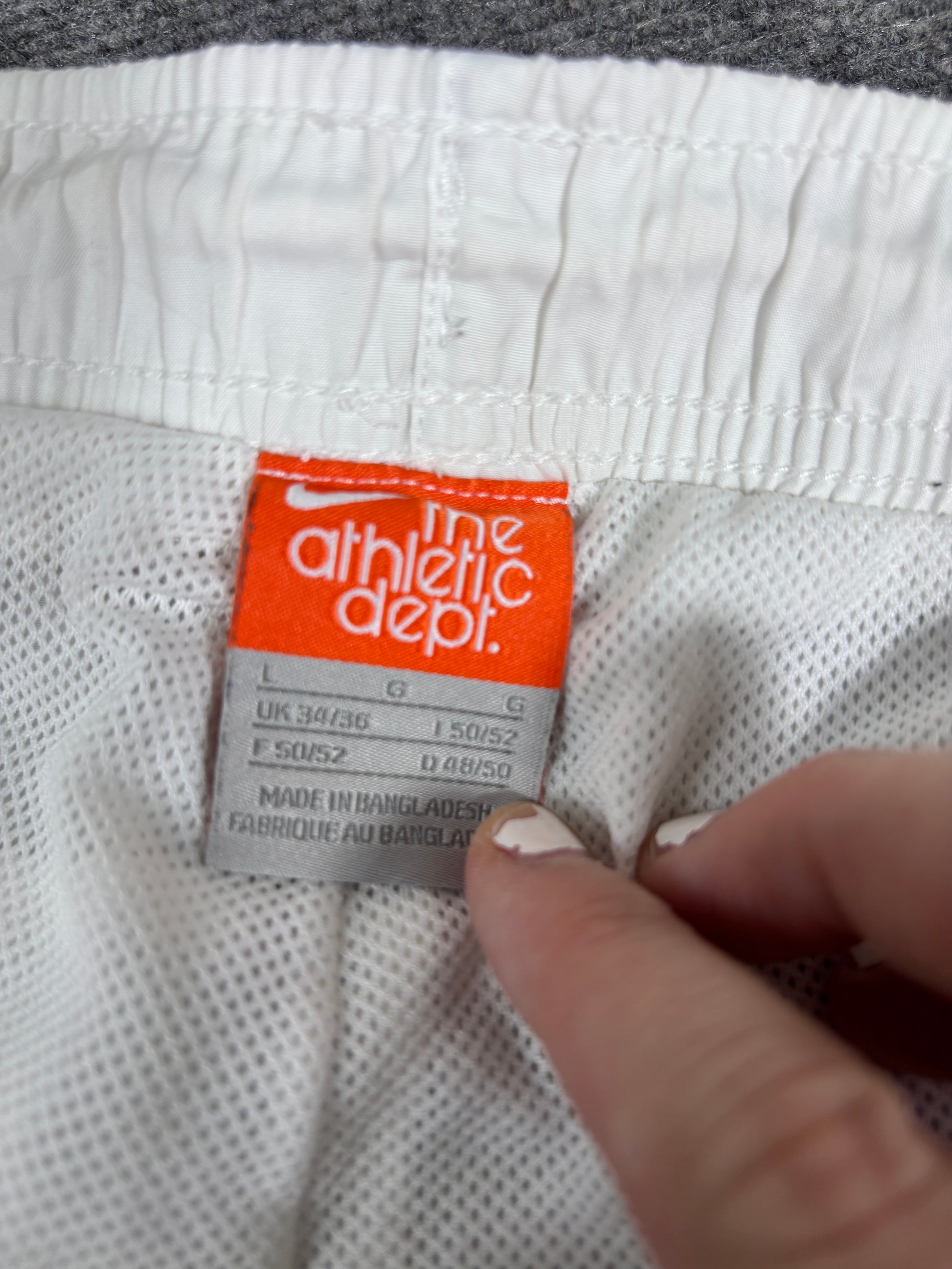 Vintage Y2K Nike Track Pants Women’s L White Black Mesh Panel Swoosh Wide Leg Ankle Swoosh